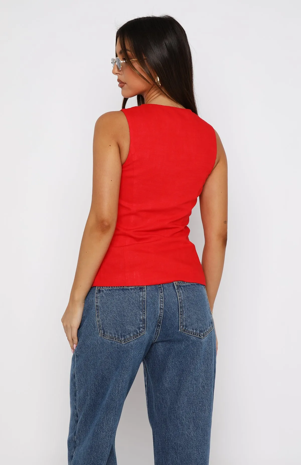 At The Races Vest Top Red sold by White Fox Boutique product image thumbnail 4