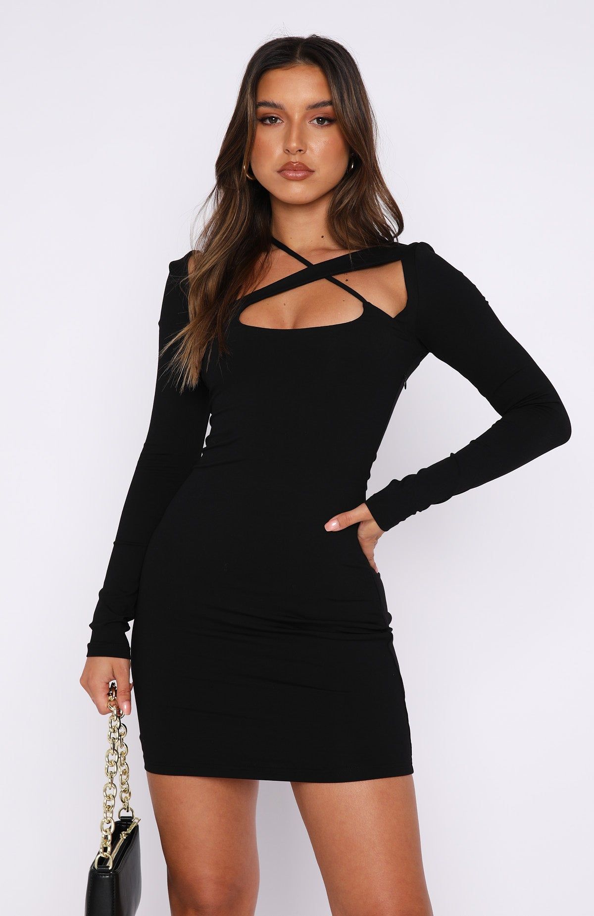 Taste Of Summer Long Sleeve Mini Dress Black sold by White Fox Boutique product image thumbnail 2