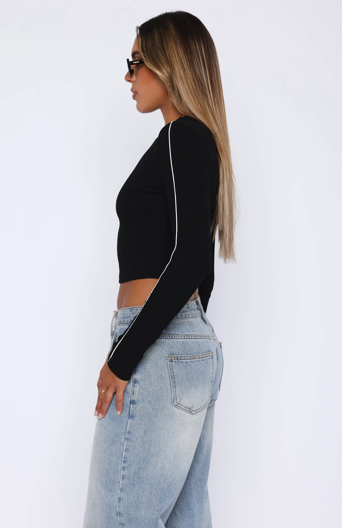 The Most Fun Long Sleeve Top Black sold by White Fox Boutique product image thumbnail 3
