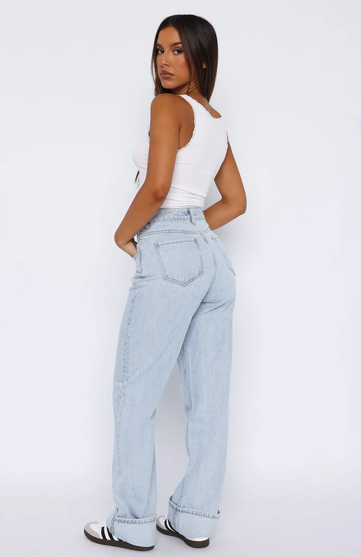 Blair High Rise Wide Leg Jeans Light Blue sold by White Fox Boutique product image thumbnail 4