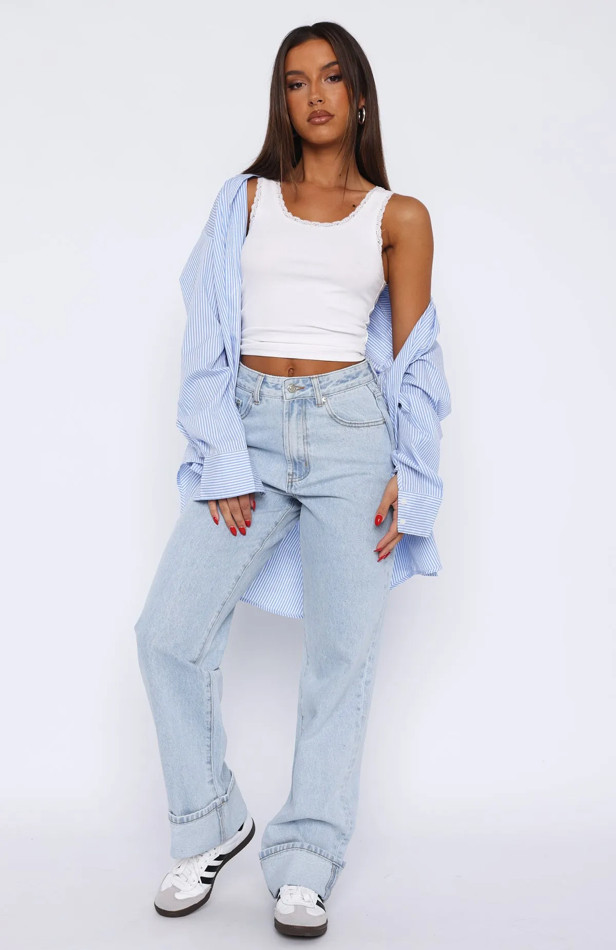 Blair High Rise Wide Leg Jeans Light Blue sold by White Fox Boutique product image thumbnail 2