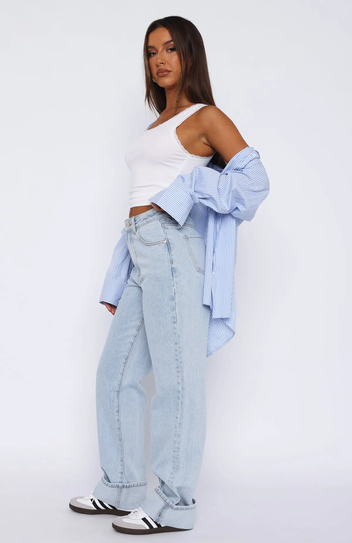 Blair High Rise Wide Leg Jeans Light Blue sold by White Fox Boutique product image thumbnail 3