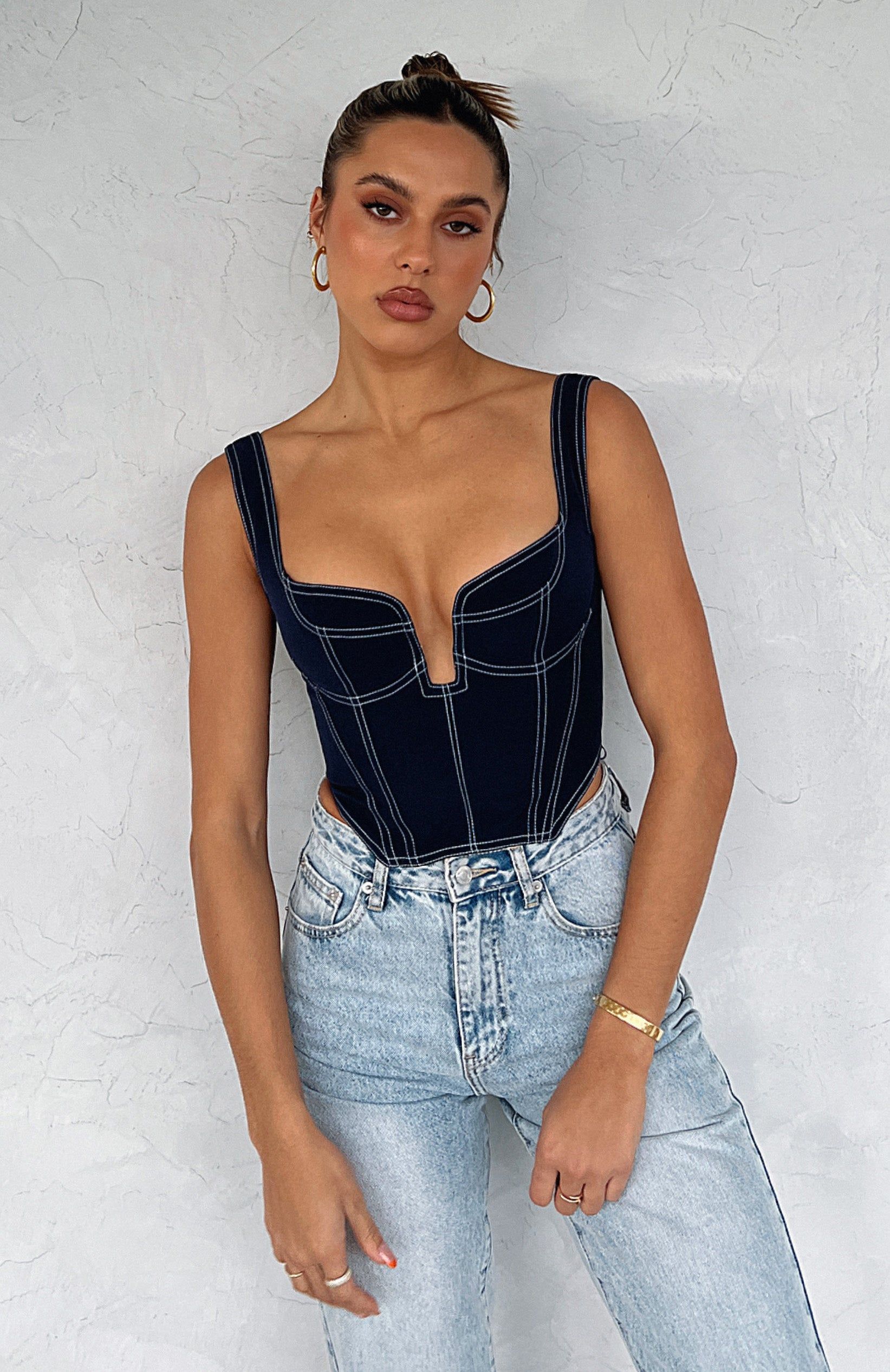She's The One Bustier Navy sold by White Fox Boutique product image thumbnail 5