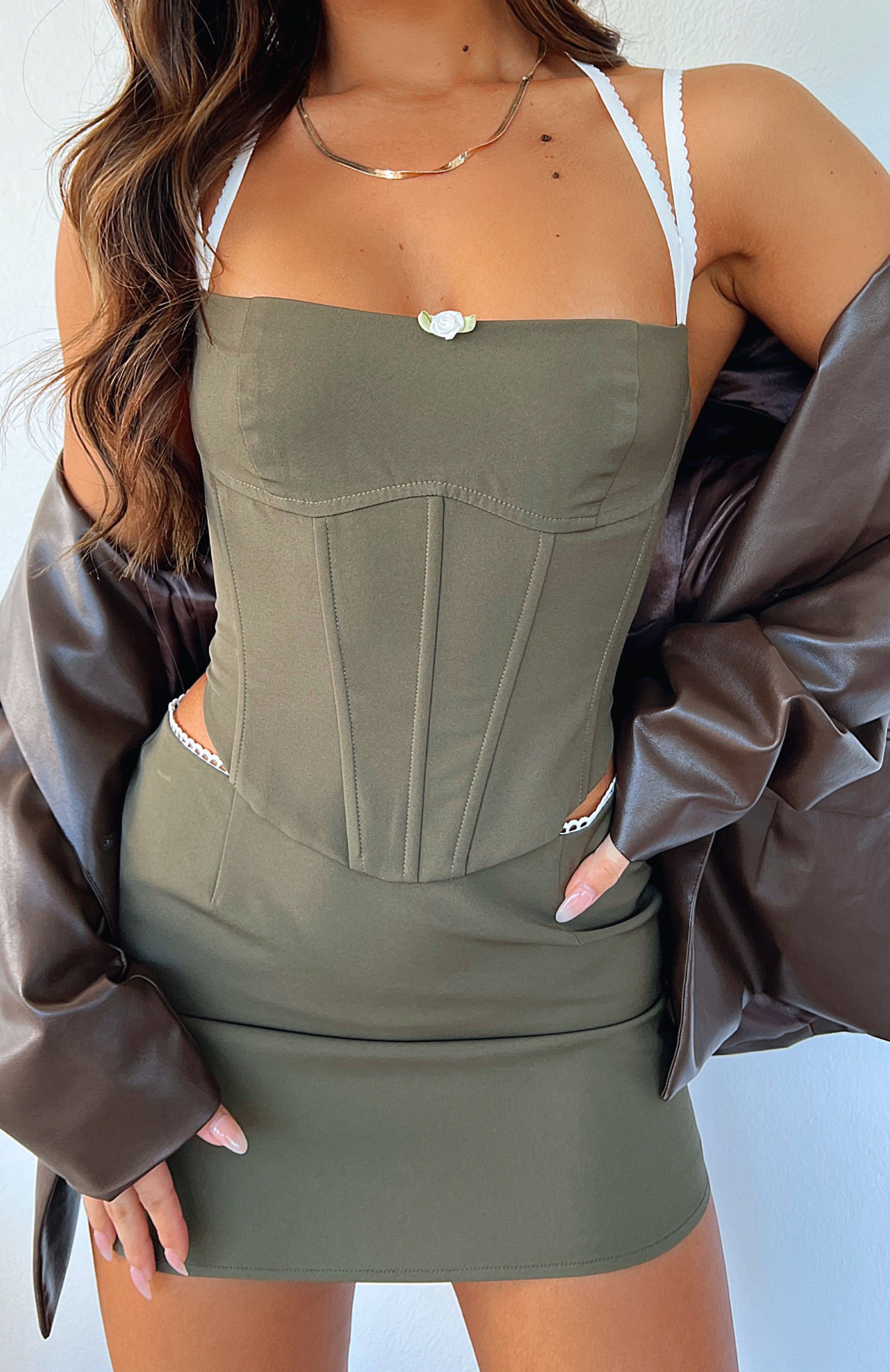 Miss California Bustier Olive sold by White Fox Boutique