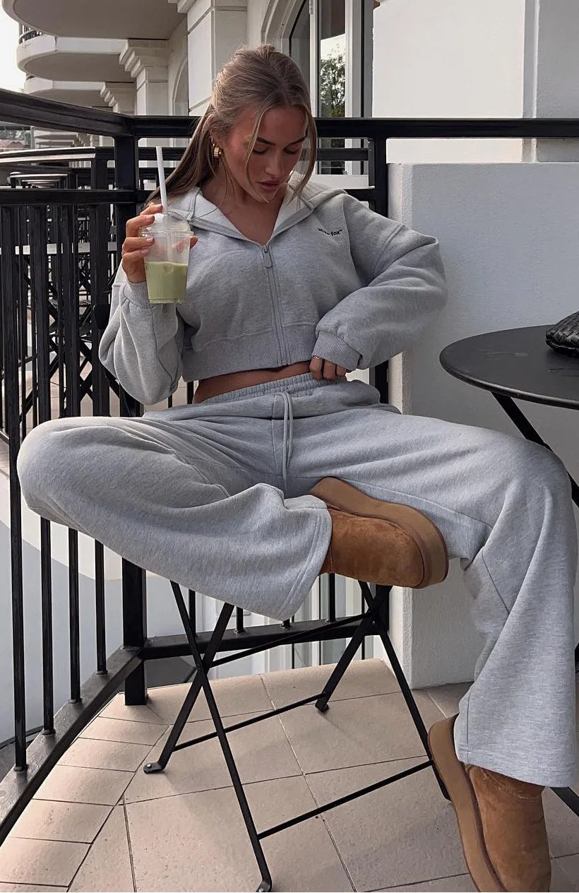 She's Effortless Cropped Hoodie Grey Marle sold by White Fox Boutique