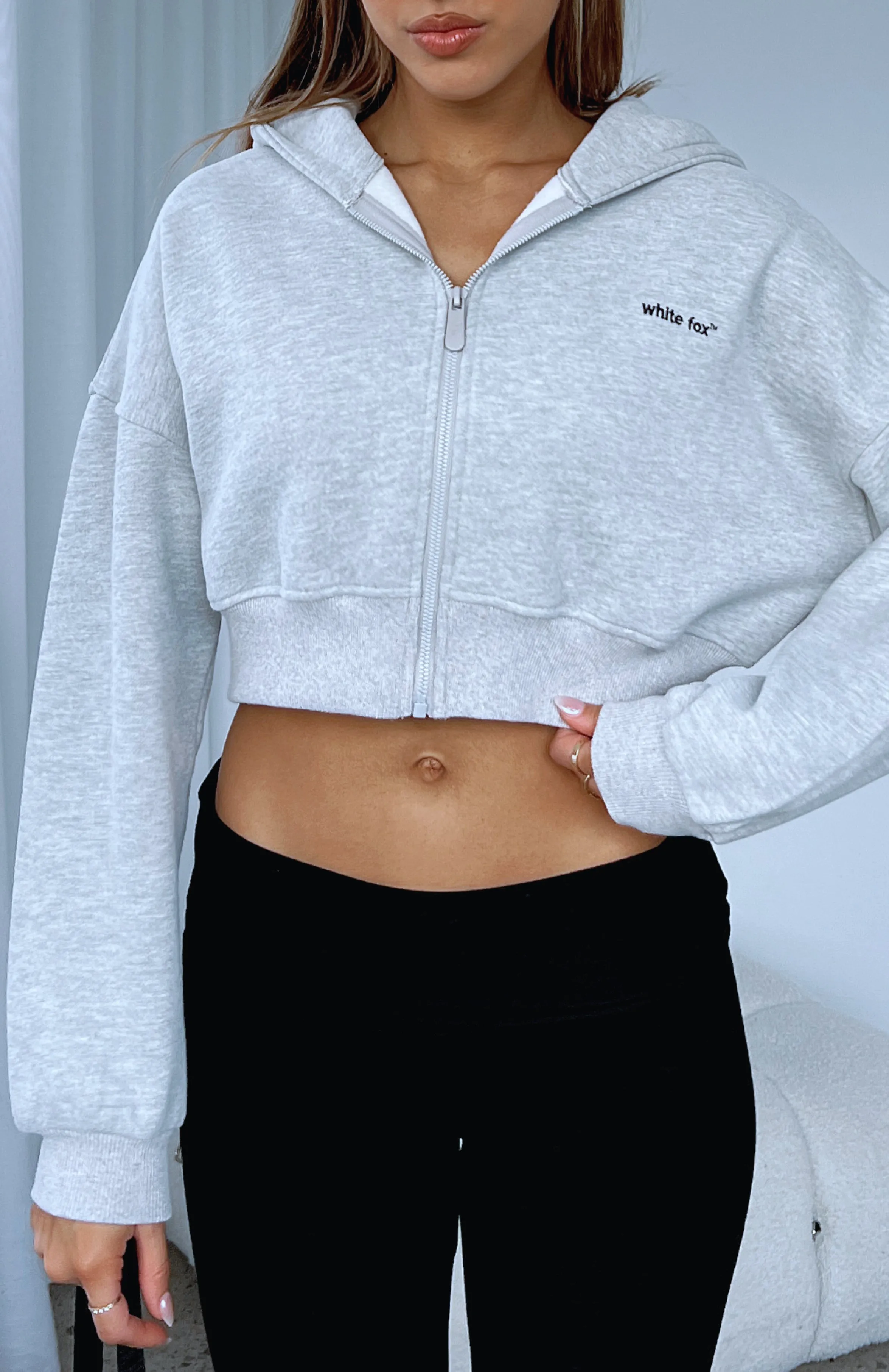She's Effortless Cropped Hoodie Grey Marle sold by White Fox Boutique product image thumbnail 5