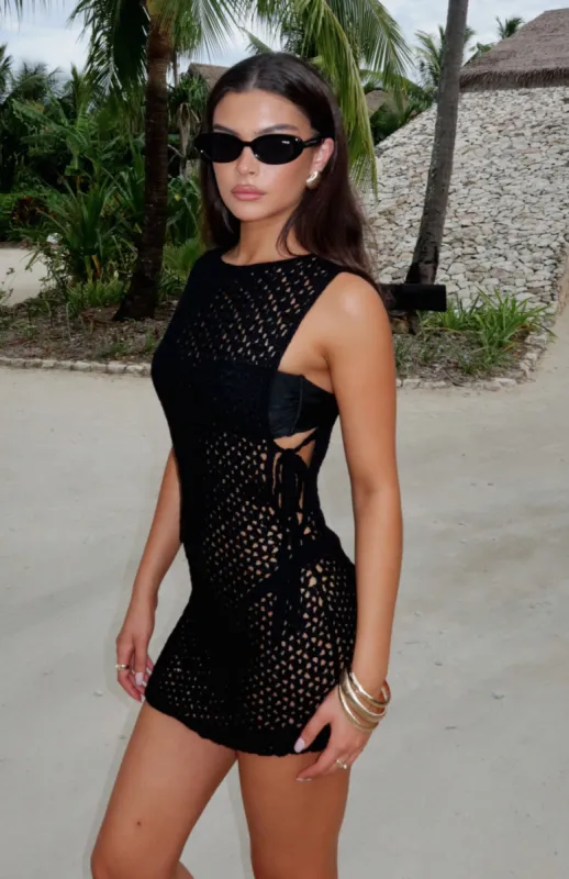 Checking My Messages Mini Dress Black sold by White Fox Boutique