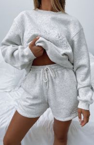 Along For The Ride Lounge Shorts Grey Marle sold by White Fox Boutique