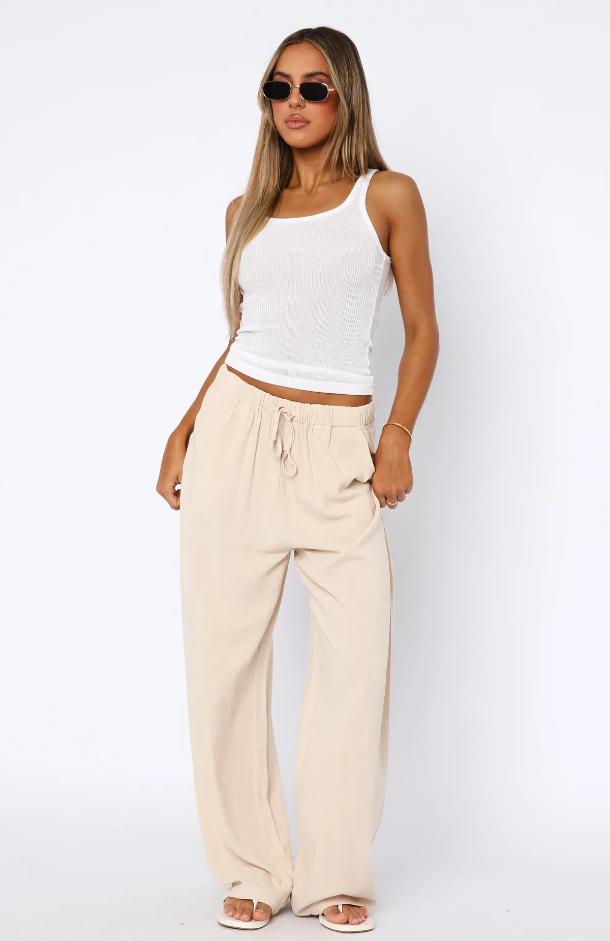 Live It Up Linen Pants Beige sold by White Fox Boutique product image thumbnail 5