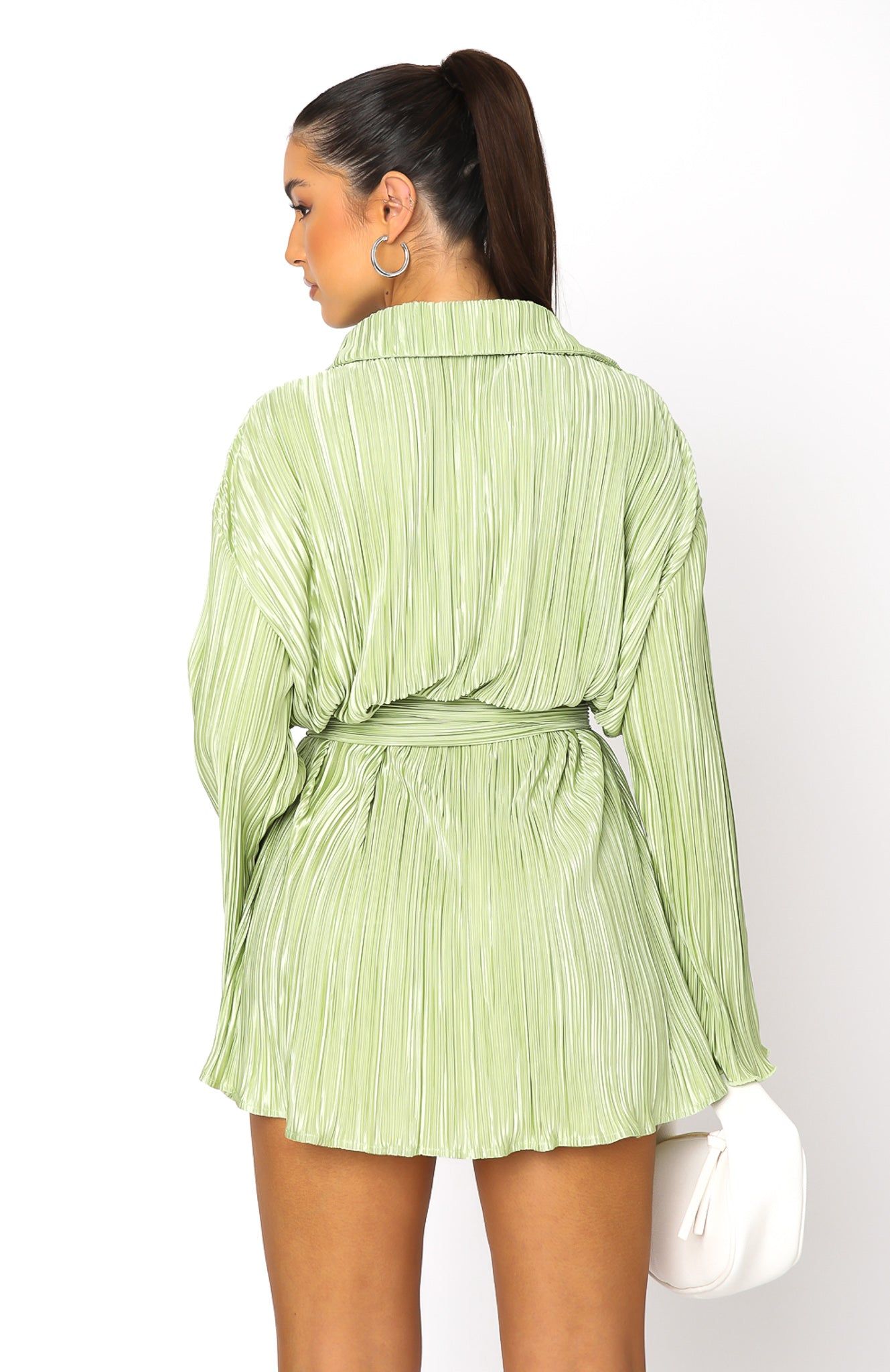 More About Me Long Sleeve Mini Dress Pistachio sold by White Fox Boutique product image thumbnail 4