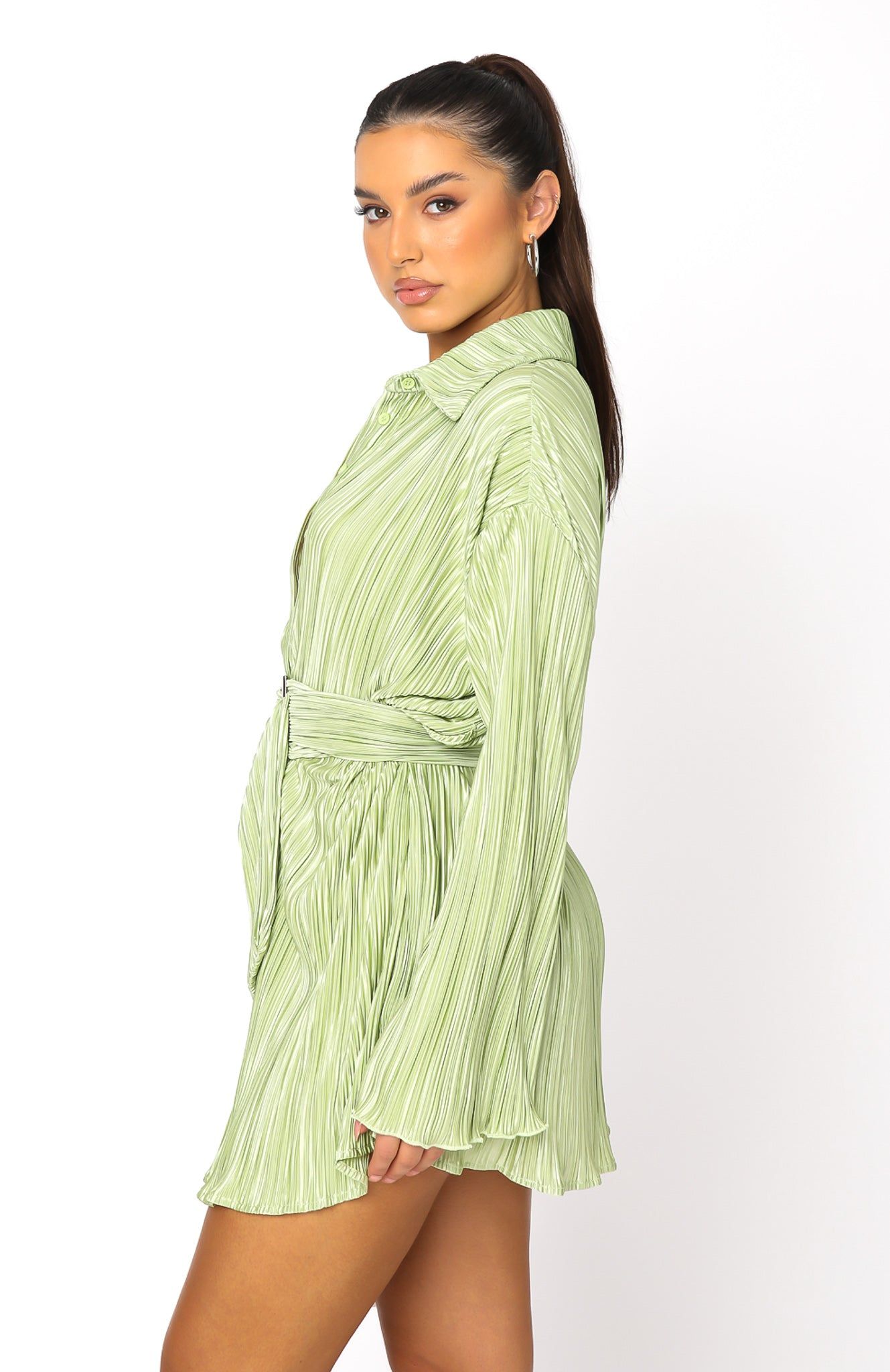 More About Me Long Sleeve Mini Dress Pistachio sold by White Fox Boutique product image thumbnail 3