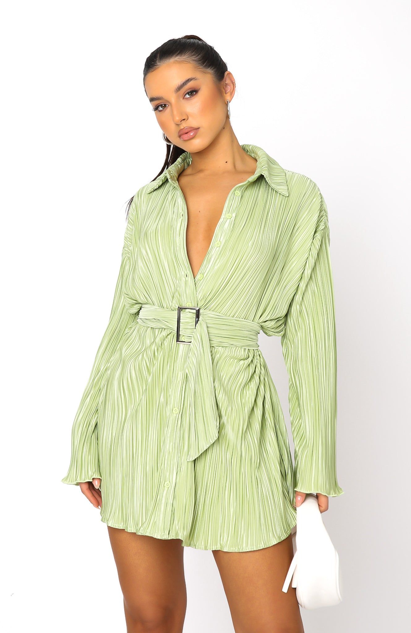 More About Me Long Sleeve Mini Dress Pistachio sold by White Fox Boutique product image thumbnail 2