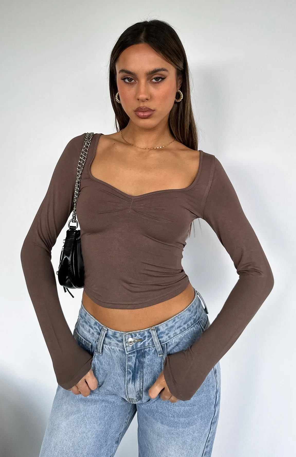 Bring It Down Long Sleeve Top Mocha sold by White Fox Boutique product image thumbnail 5