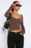 Bring It Down Long Sleeve Top Mocha sold by White Fox Boutique