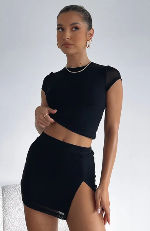 Times Like This Mesh Mini Skirt Black sold by White Fox Boutique