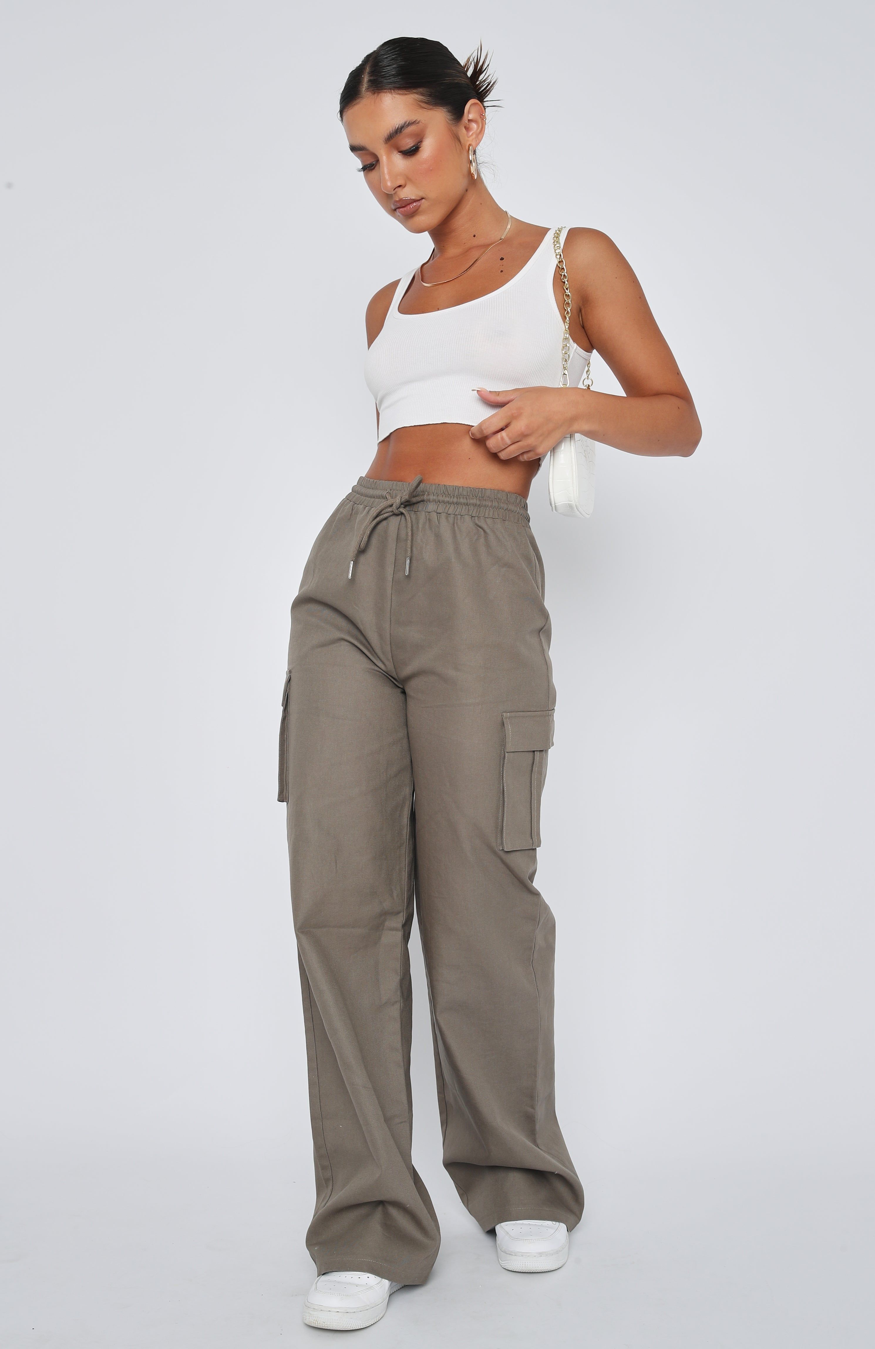 Up At Night Pants Dusty Khaki sold by White Fox Boutique product image thumbnail 5