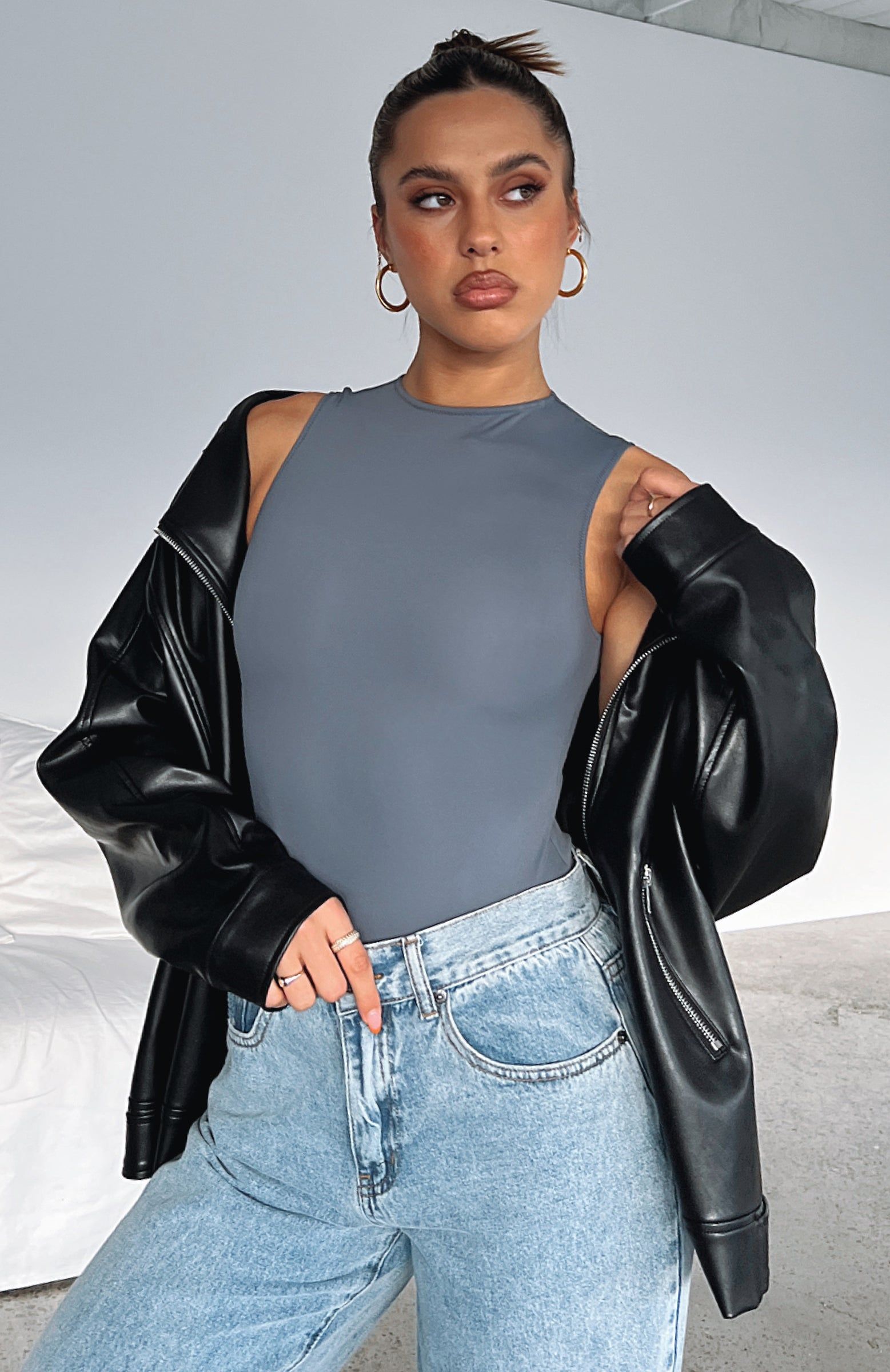 Keep You Around Bodysuit Slate sold by White Fox Boutique