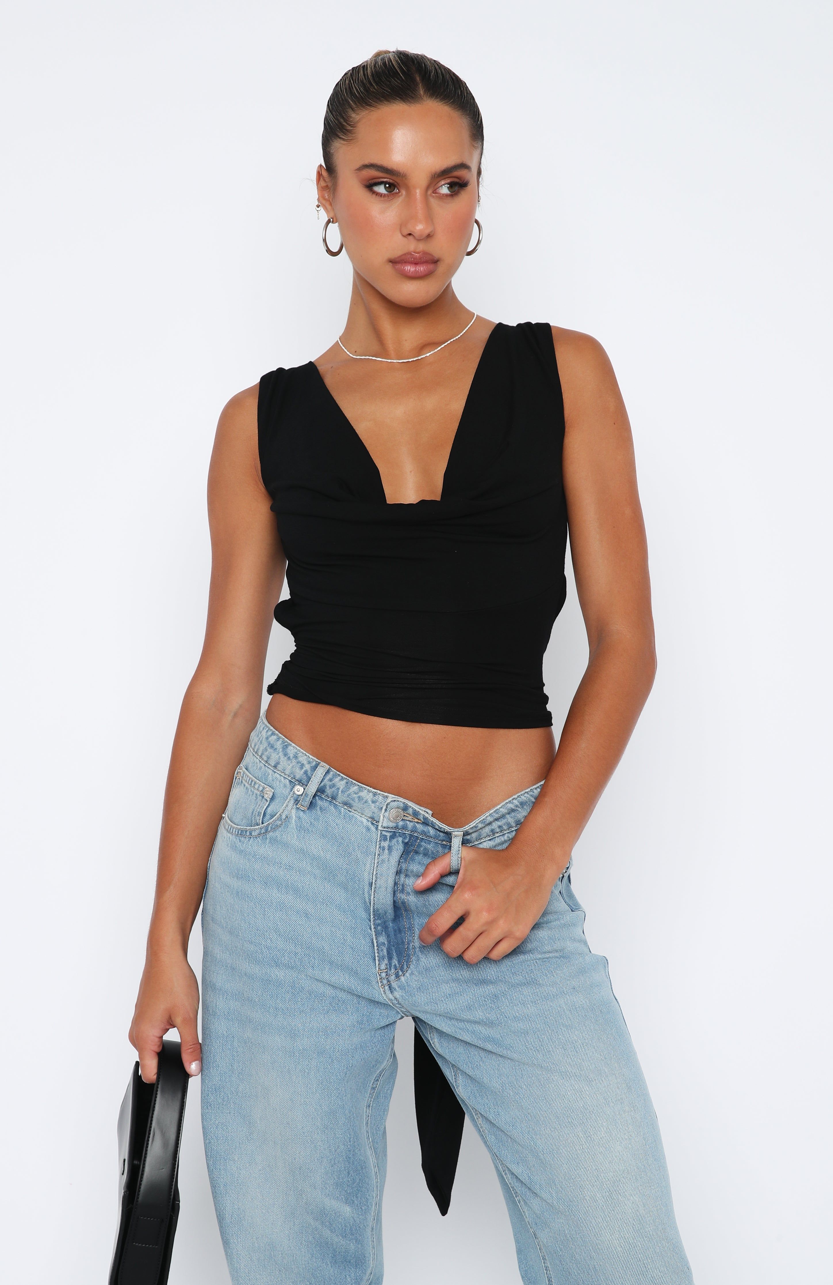 All Me Tie Back Top Black sold by White Fox Boutique product image thumbnail 4