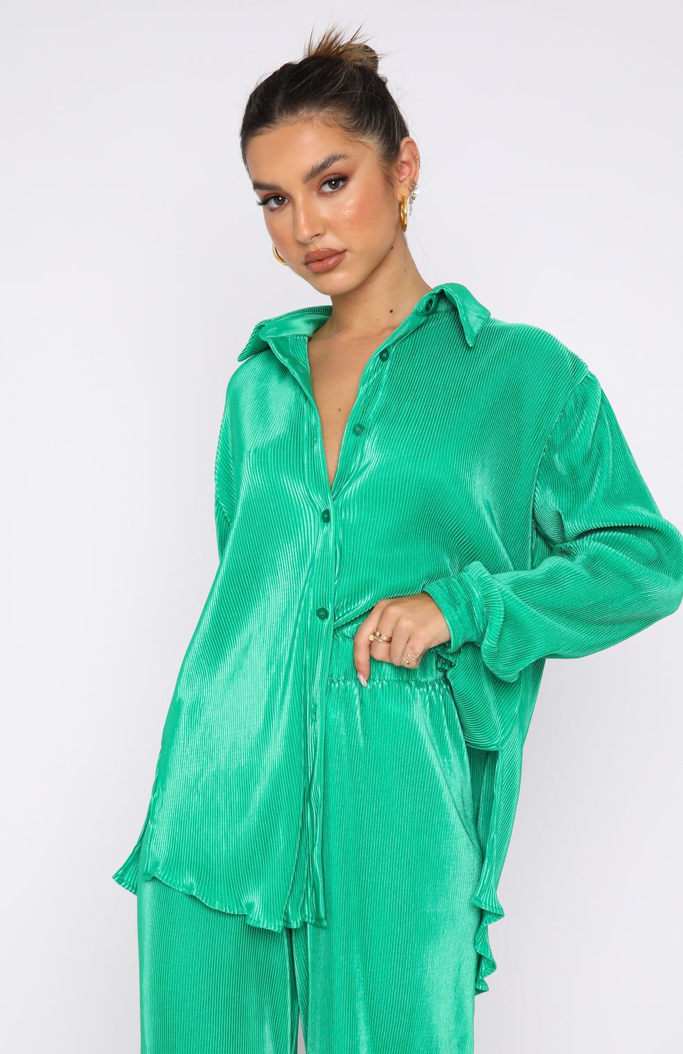 Destined For You Long Sleeve Shirt Green sold by White Fox Boutique product image thumbnail 2