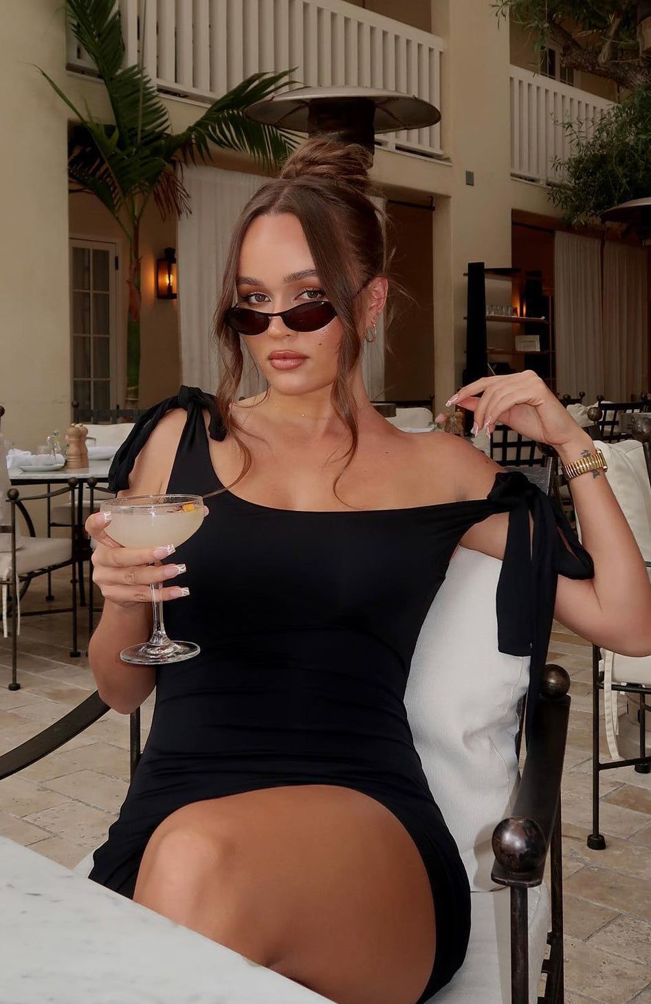 Tie The Knot Mini Dress Black sold by White Fox Boutique