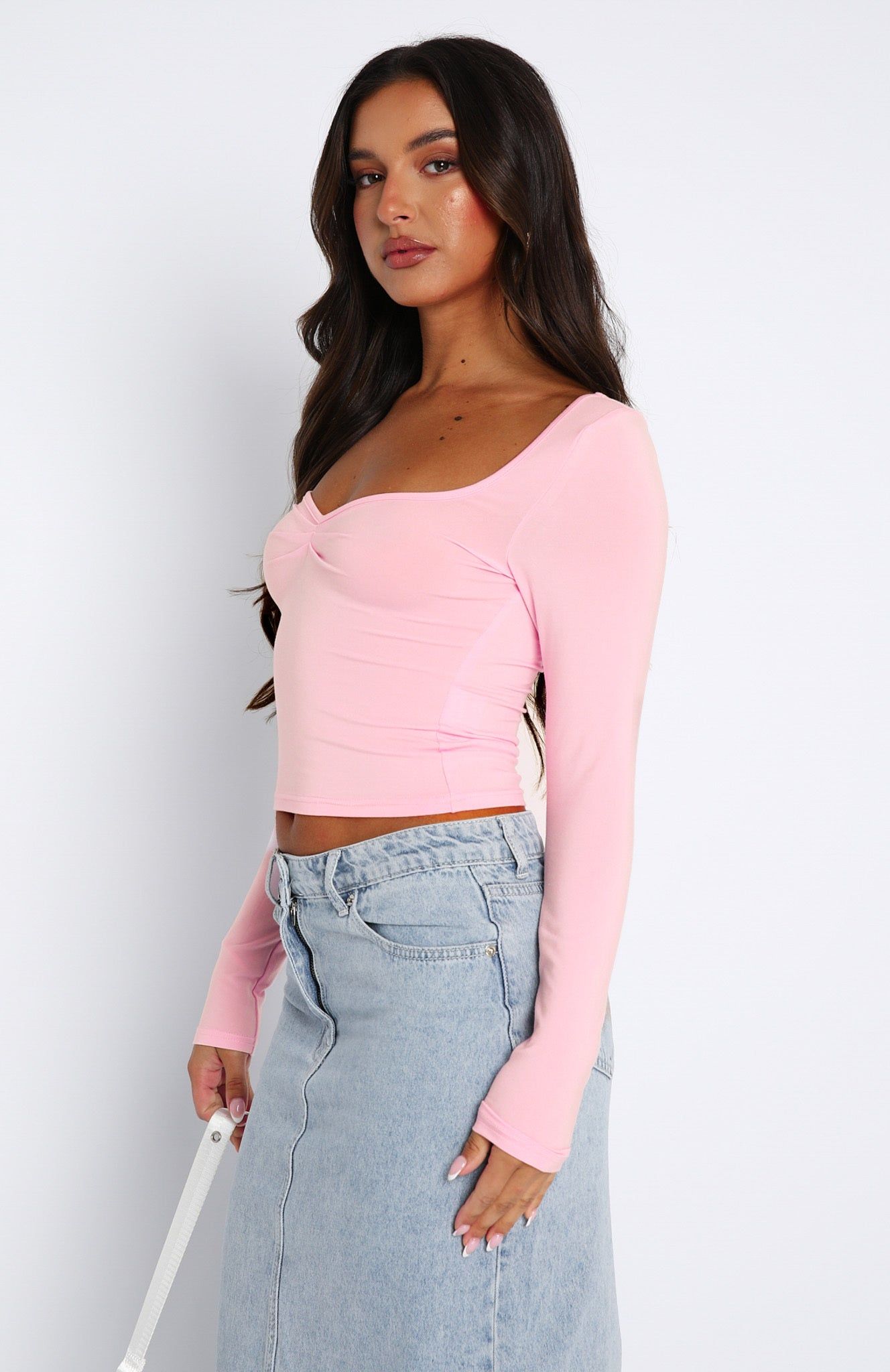 Bring It Down Long Sleeve Top Baby Pink sold by White Fox Boutique product image thumbnail 3