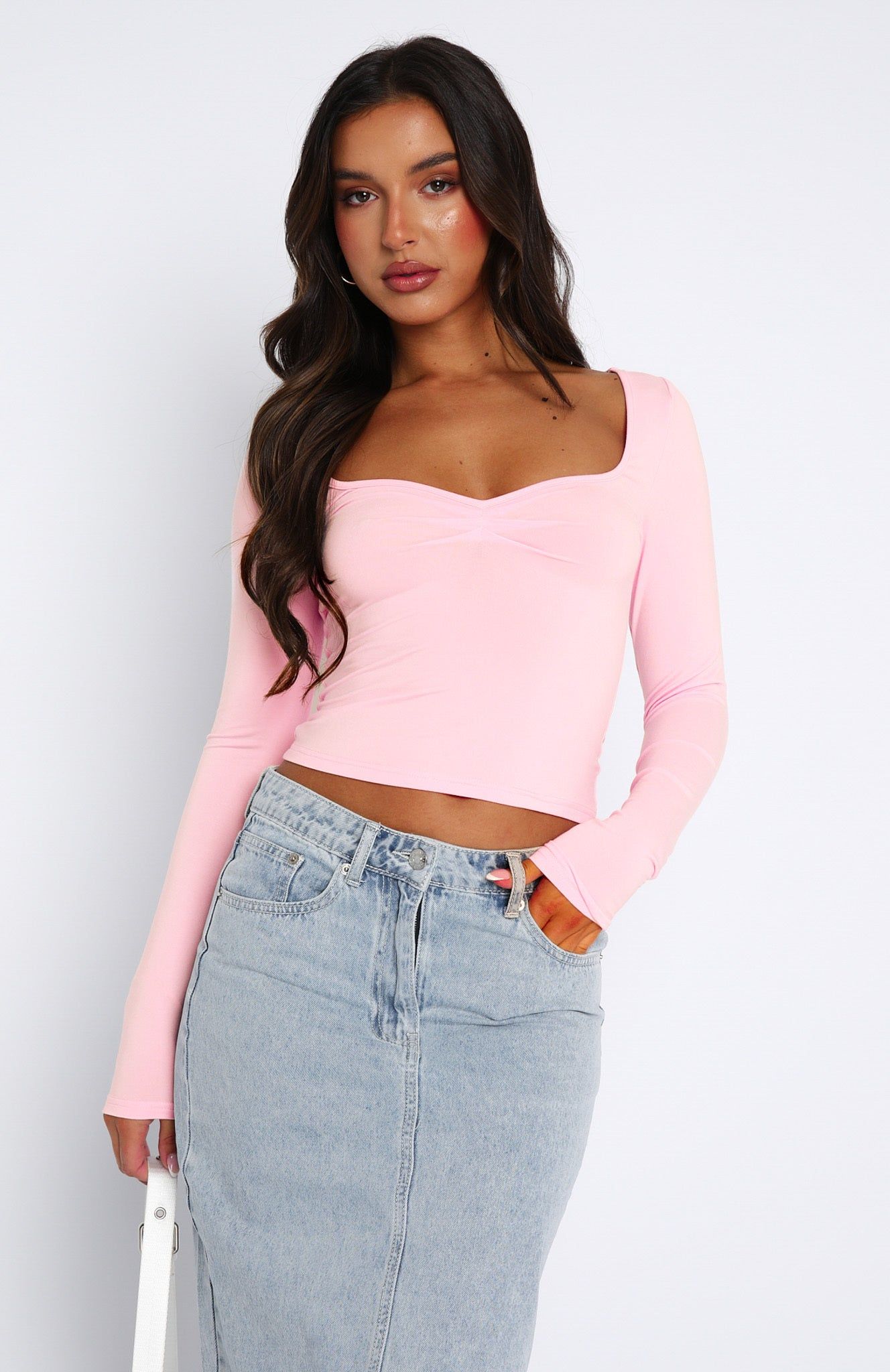 Bring It Down Long Sleeve Top Baby Pink sold by White Fox Boutique product image thumbnail 2