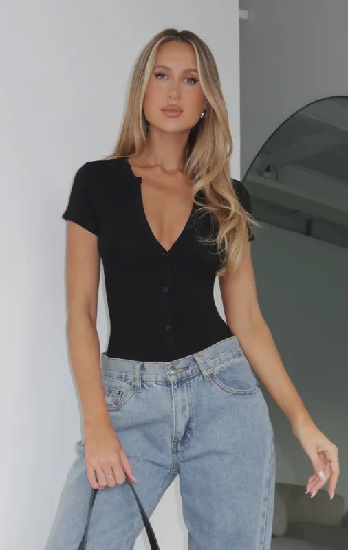 Someone Tell Me Bodysuit Black sold by White Fox Boutique