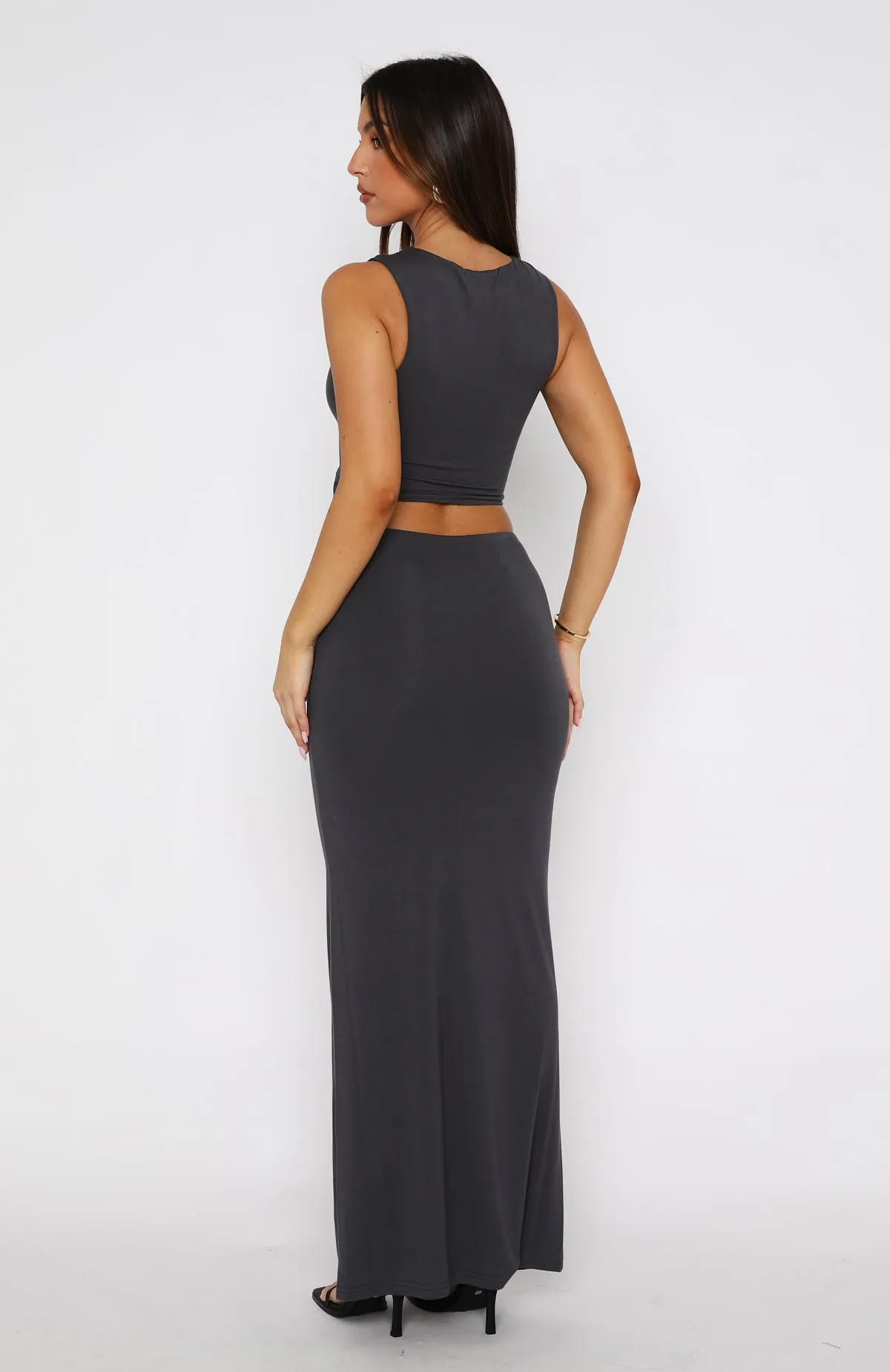 Too Many Times Maxi Skirt Steel sold by White Fox Boutique product image thumbnail 4