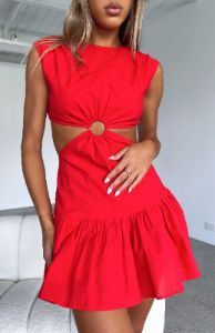 Celebrate You Linen Mini Dress Red sold by White Fox Boutique