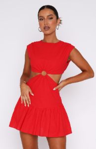 Celebrate You Linen Mini Dress Red sold by White Fox Boutique