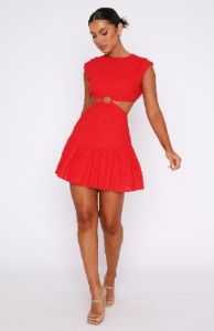 Celebrate You Linen Mini Dress Red sold by White Fox Boutique