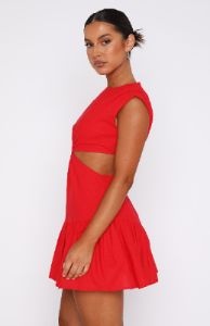 Celebrate You Linen Mini Dress Red sold by White Fox Boutique