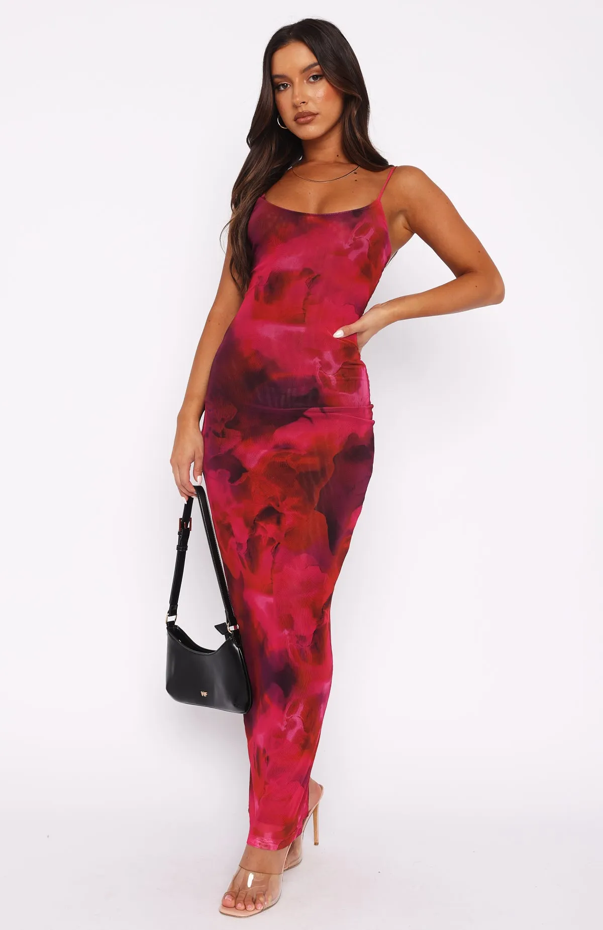 Same Heart Mesh Maxi Dress Red Amaryllis sold by White Fox Boutique product image thumbnail 2