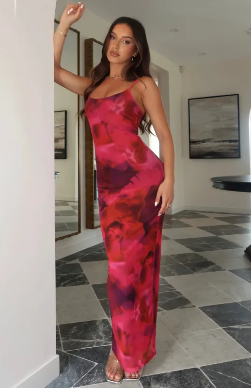 Same Heart Mesh Maxi Dress Red Amaryllis sold by White Fox Boutique