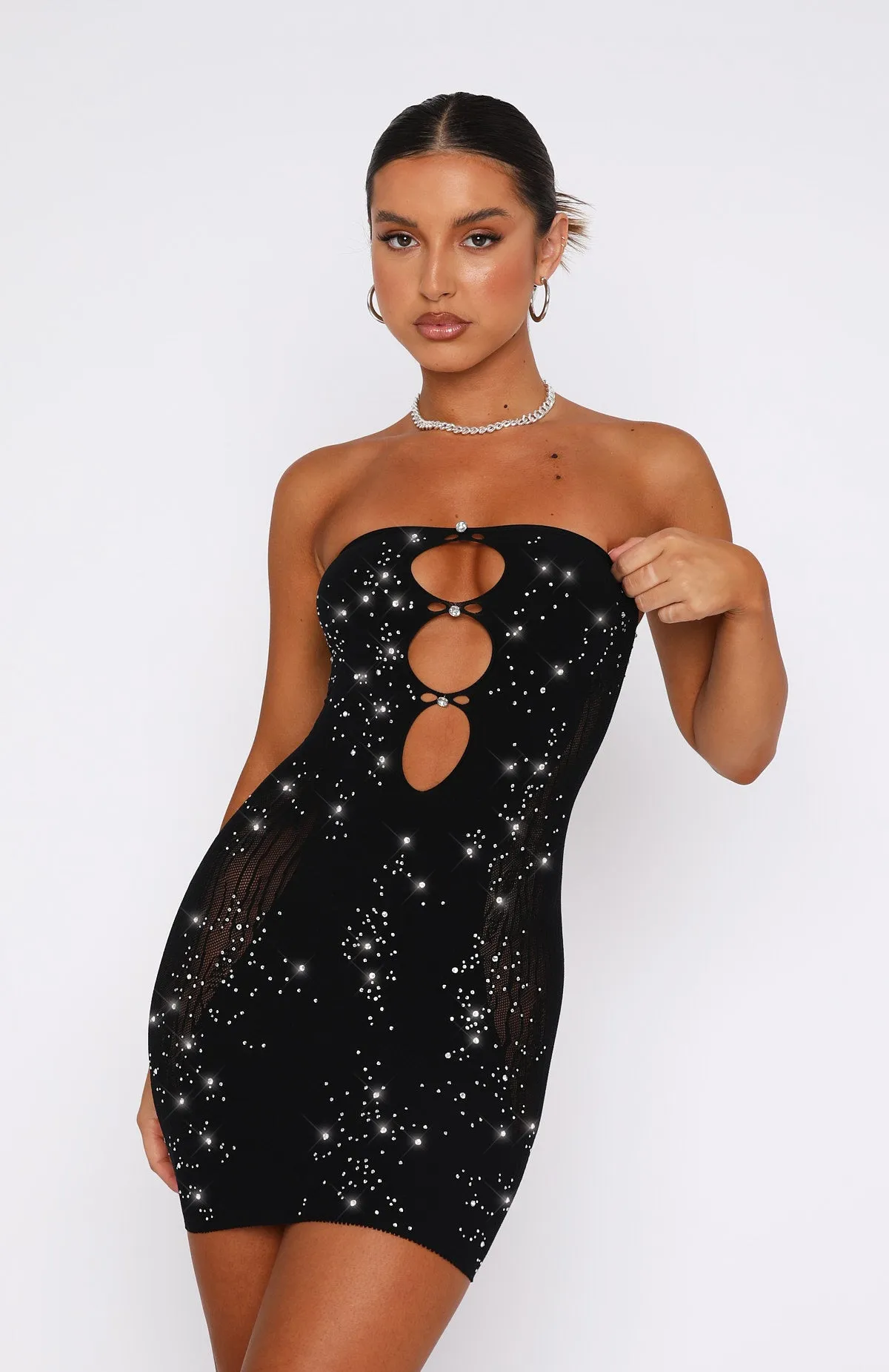 It's All About Me Strapless Diamante Mini Dress Black sold by White Fox Boutique product image thumbnail 2