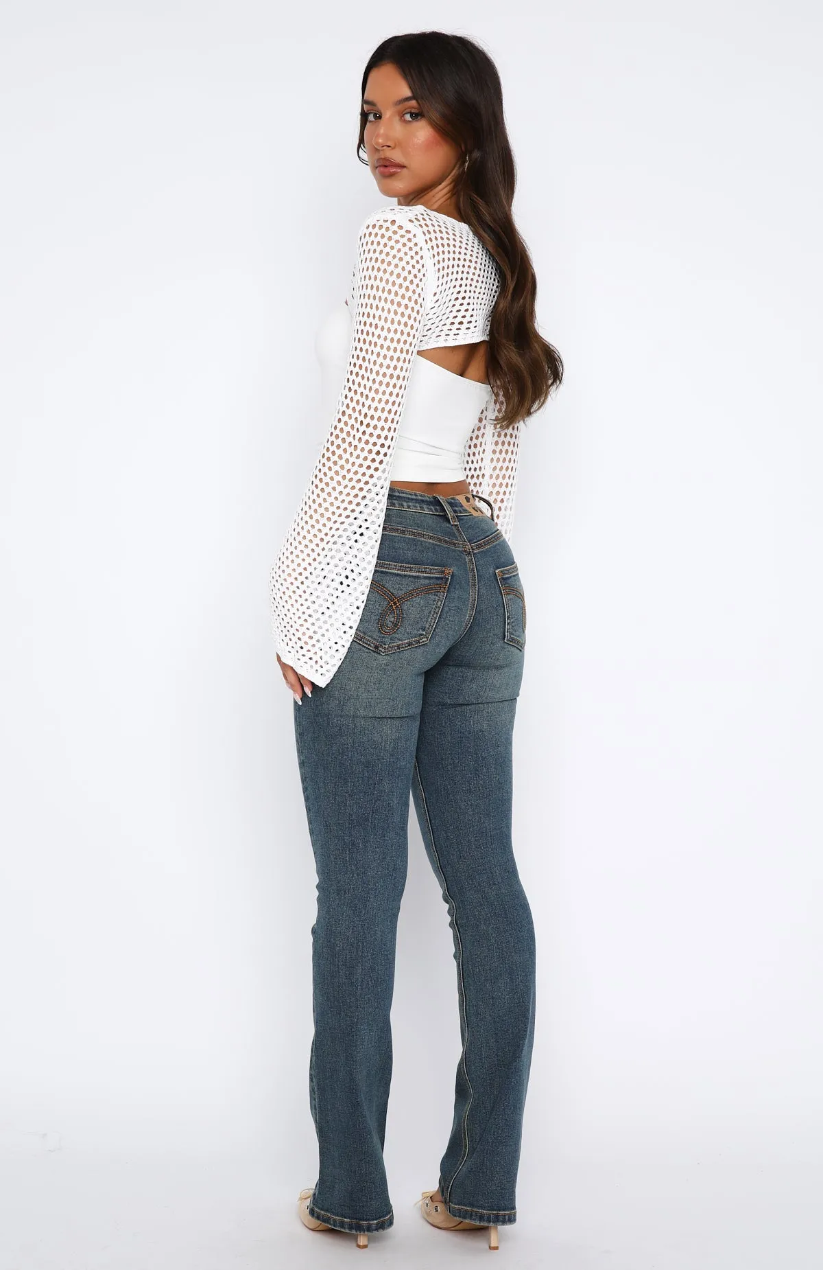 Wait For No One Low Rise Bootleg Jeans Mid Vintage Blue sold by White Fox Boutique product image thumbnail 4