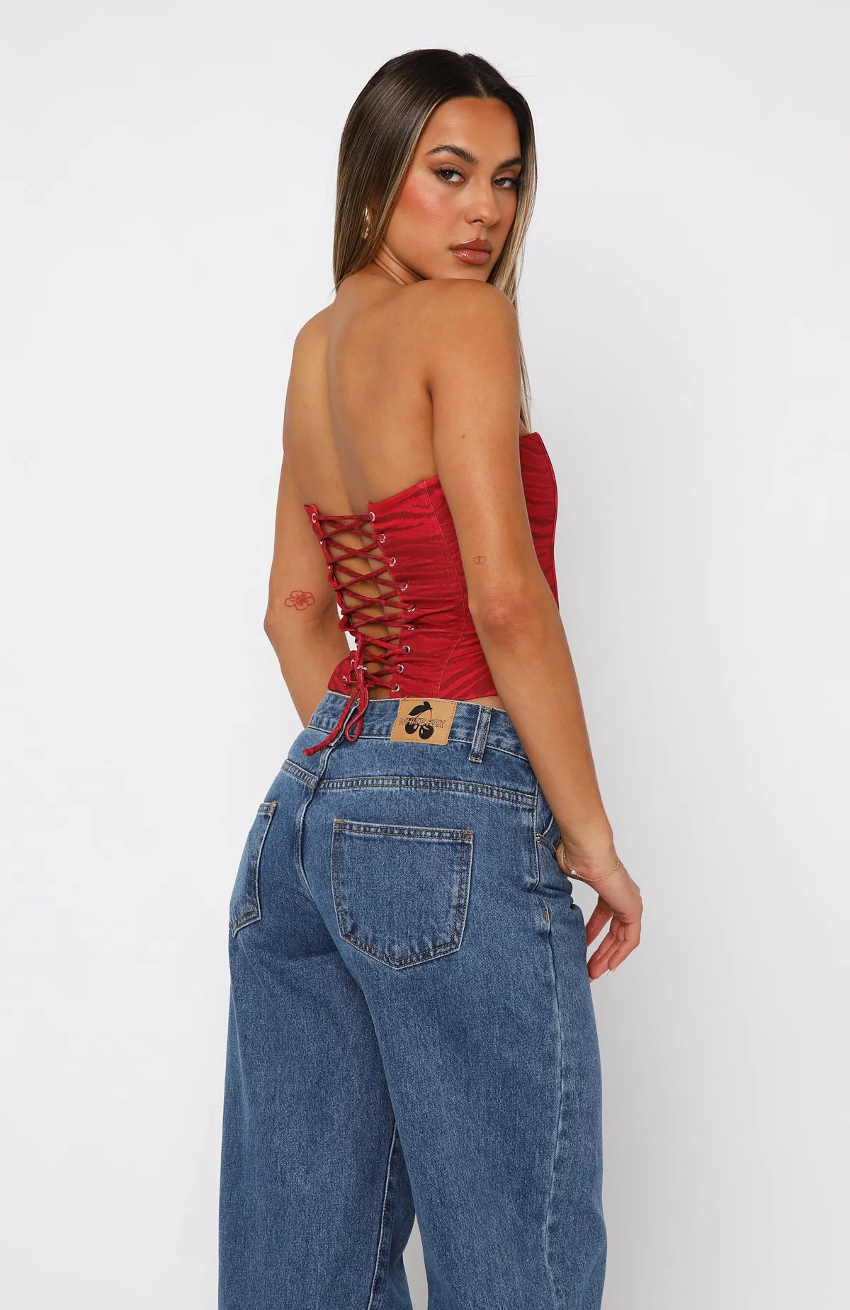 Let It Go Strapless Bustier Rouge Zebra sold by White Fox Boutique product image thumbnail 4