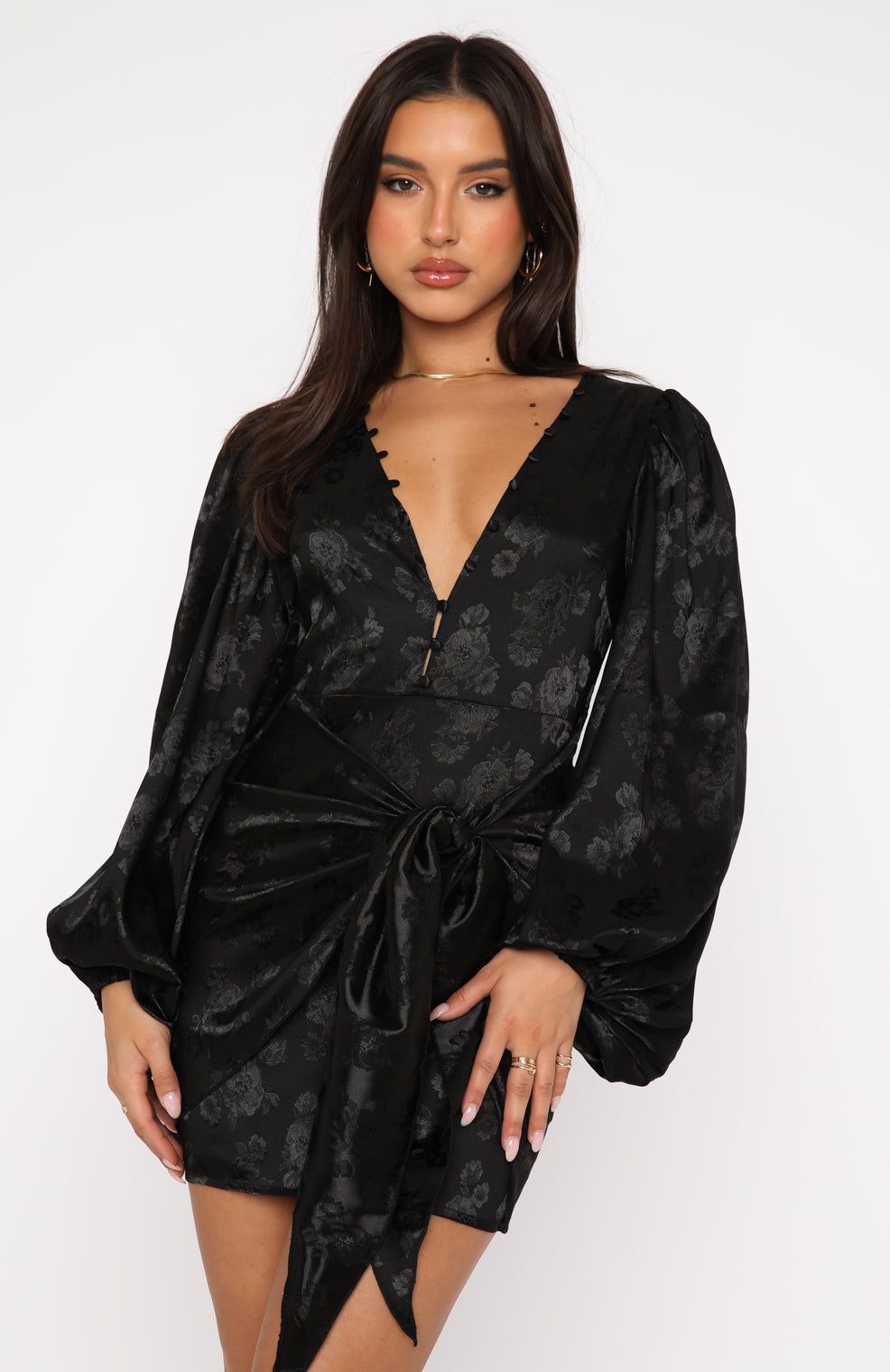 Eye Catcher Long Sleeve Mini Dress Black sold by White Fox Boutique product image thumbnail 2