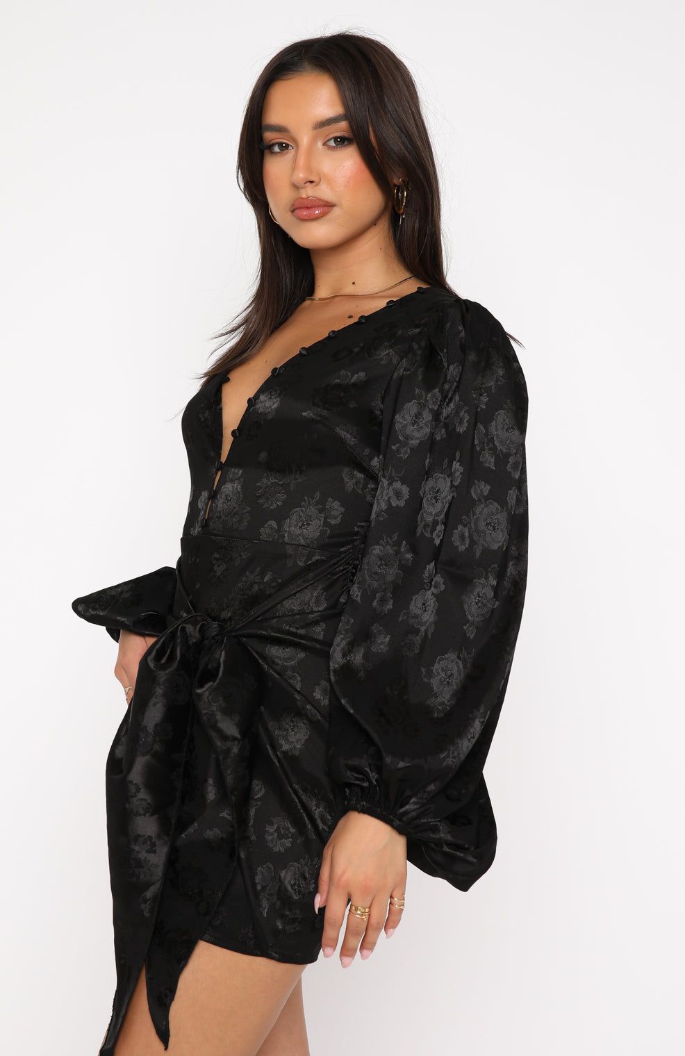 Eye Catcher Long Sleeve Mini Dress Black sold by White Fox Boutique product image thumbnail 3