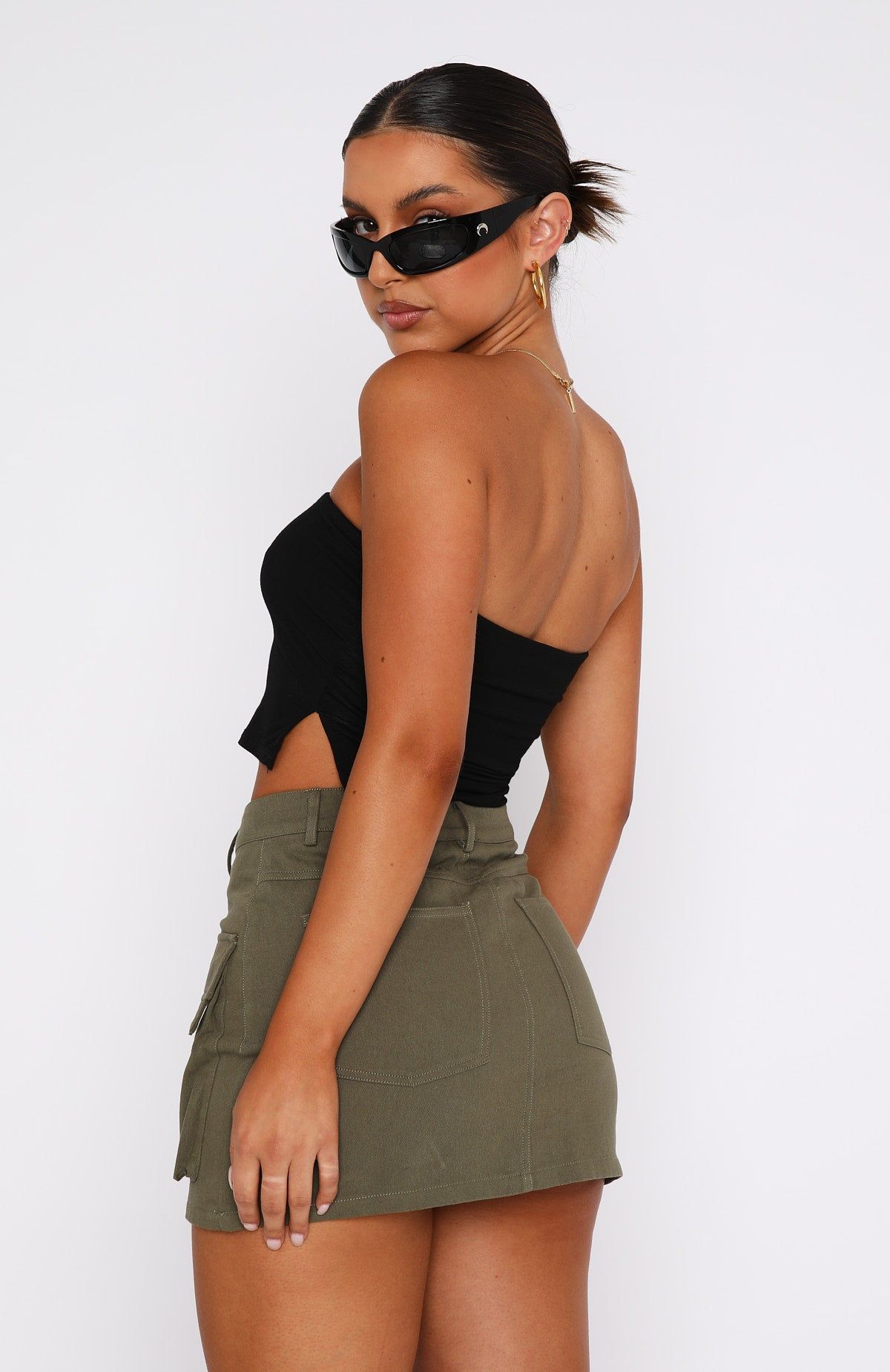 Weekend Travels Cargo Mini Skirt Khaki sold by White Fox Boutique product image thumbnail 4