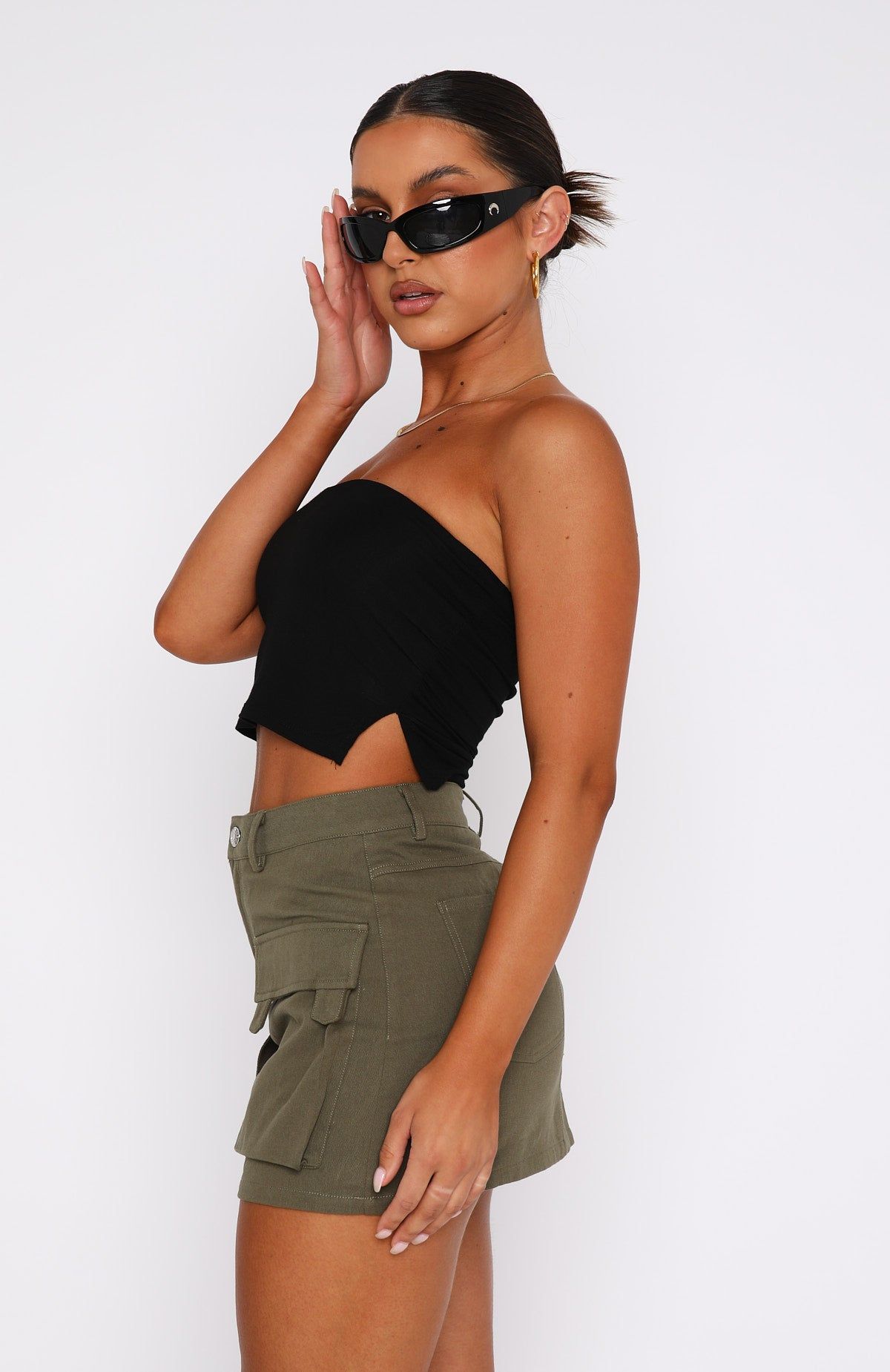 Weekend Travels Cargo Mini Skirt Khaki sold by White Fox Boutique product image thumbnail 3