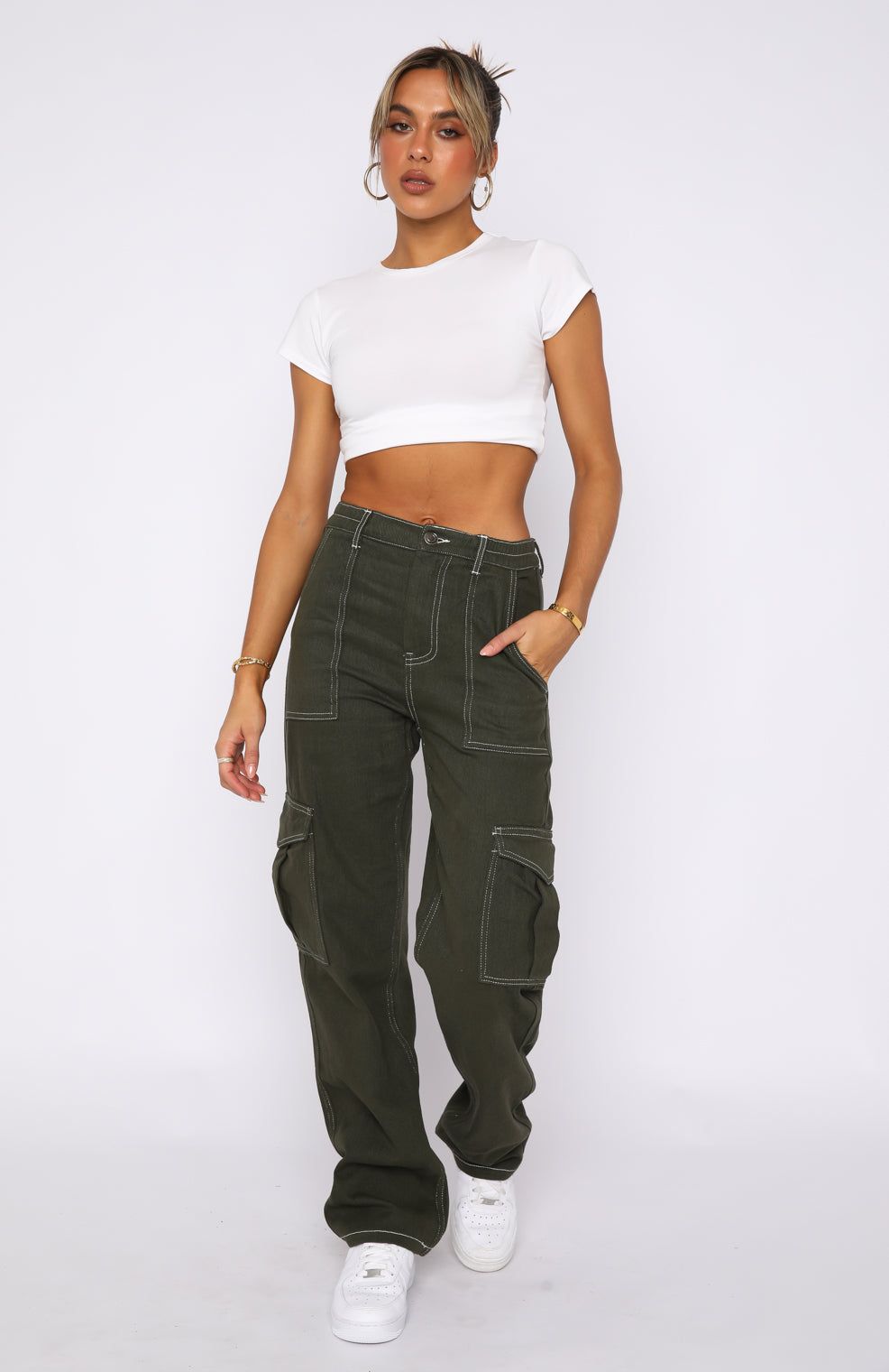 Keep On Moving Pants Khaki sold by White Fox Boutique product image thumbnail 5