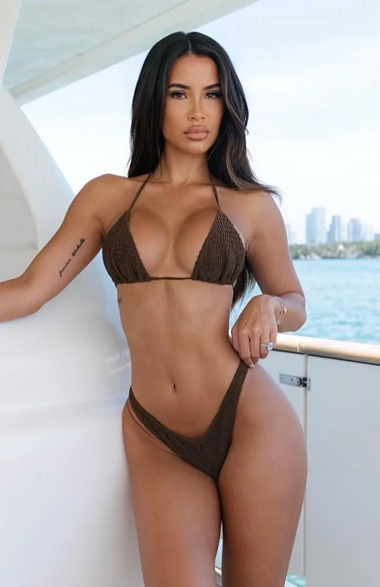 St Lucia Bikini Top Chocolate Ruched sold by White Fox Boutique