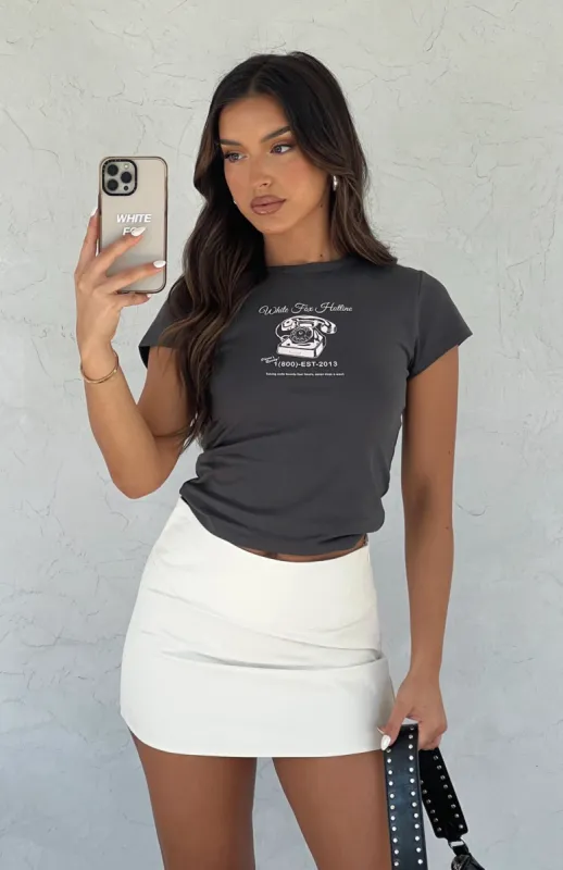 Spell It Out Mini Skirt Off White sold by White Fox Boutique