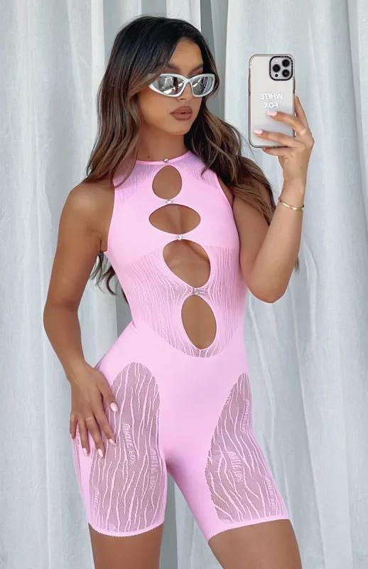 Knock Them Down Romper Candy Pink sold by White Fox Boutique
