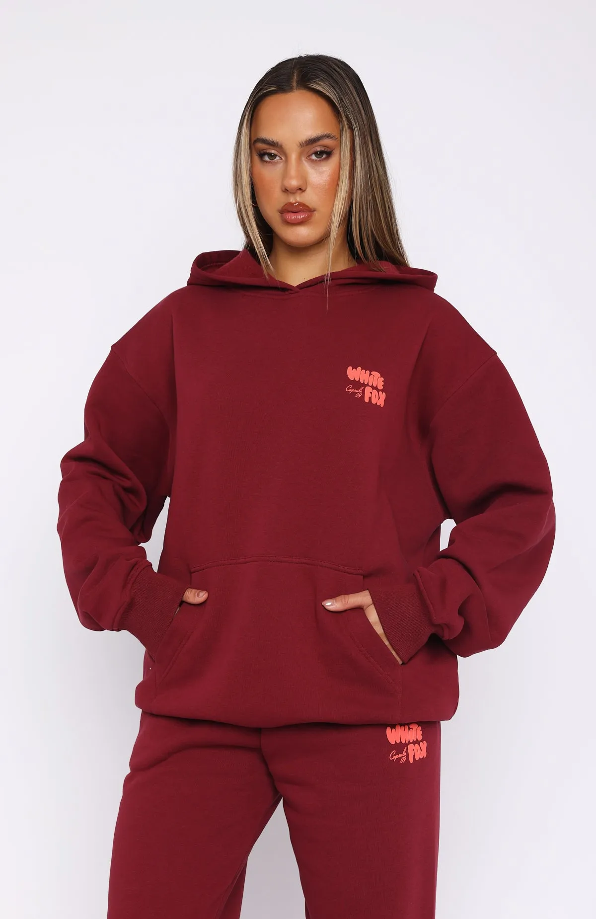 Capsule 9 Star Of The Moment Oversized Hoodie Burgundy sold by White Fox Boutique product image thumbnail 2