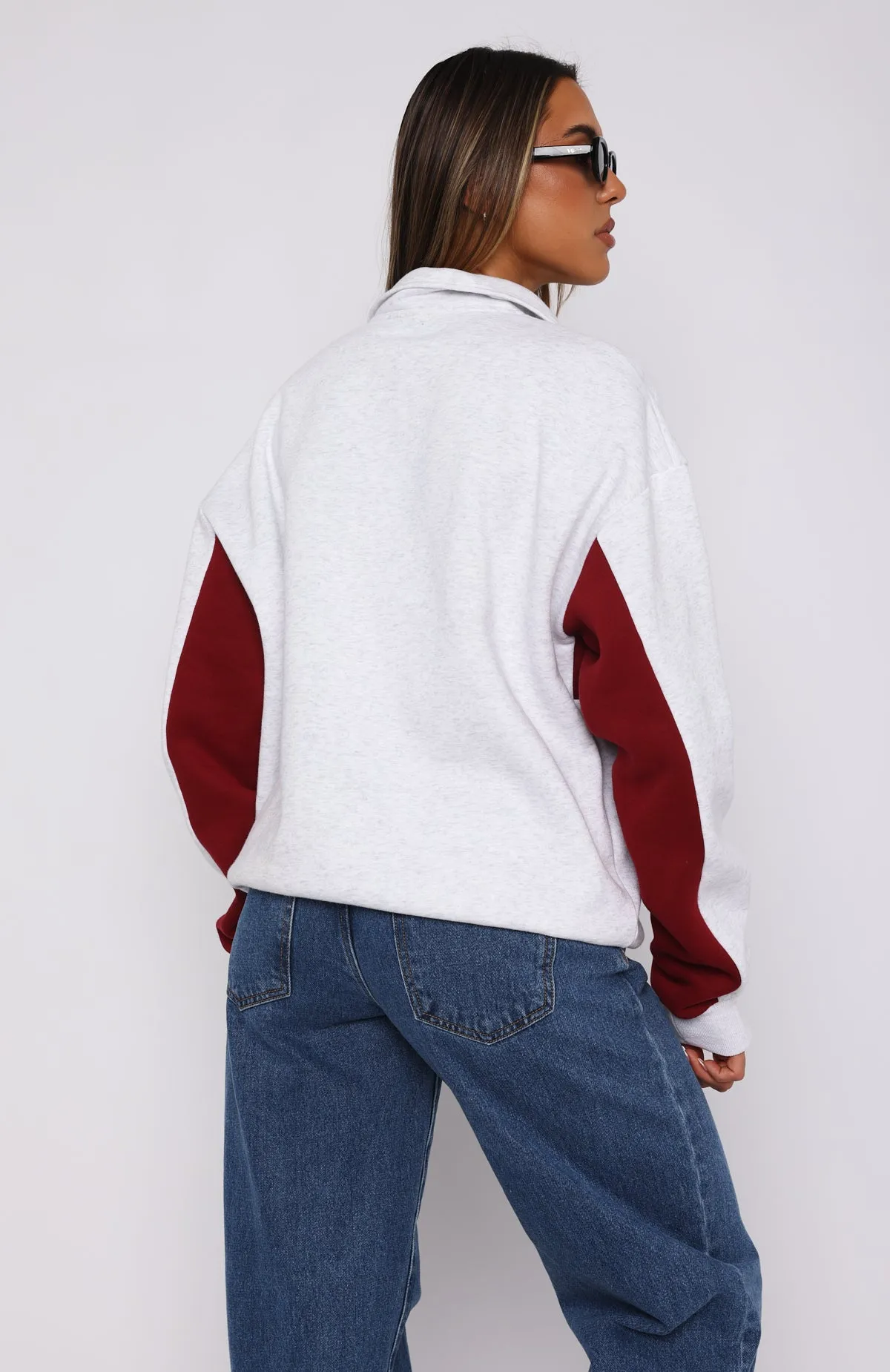 Jokes On You Zip Front Sweater Grey Marle sold by White Fox Boutique product image thumbnail 4