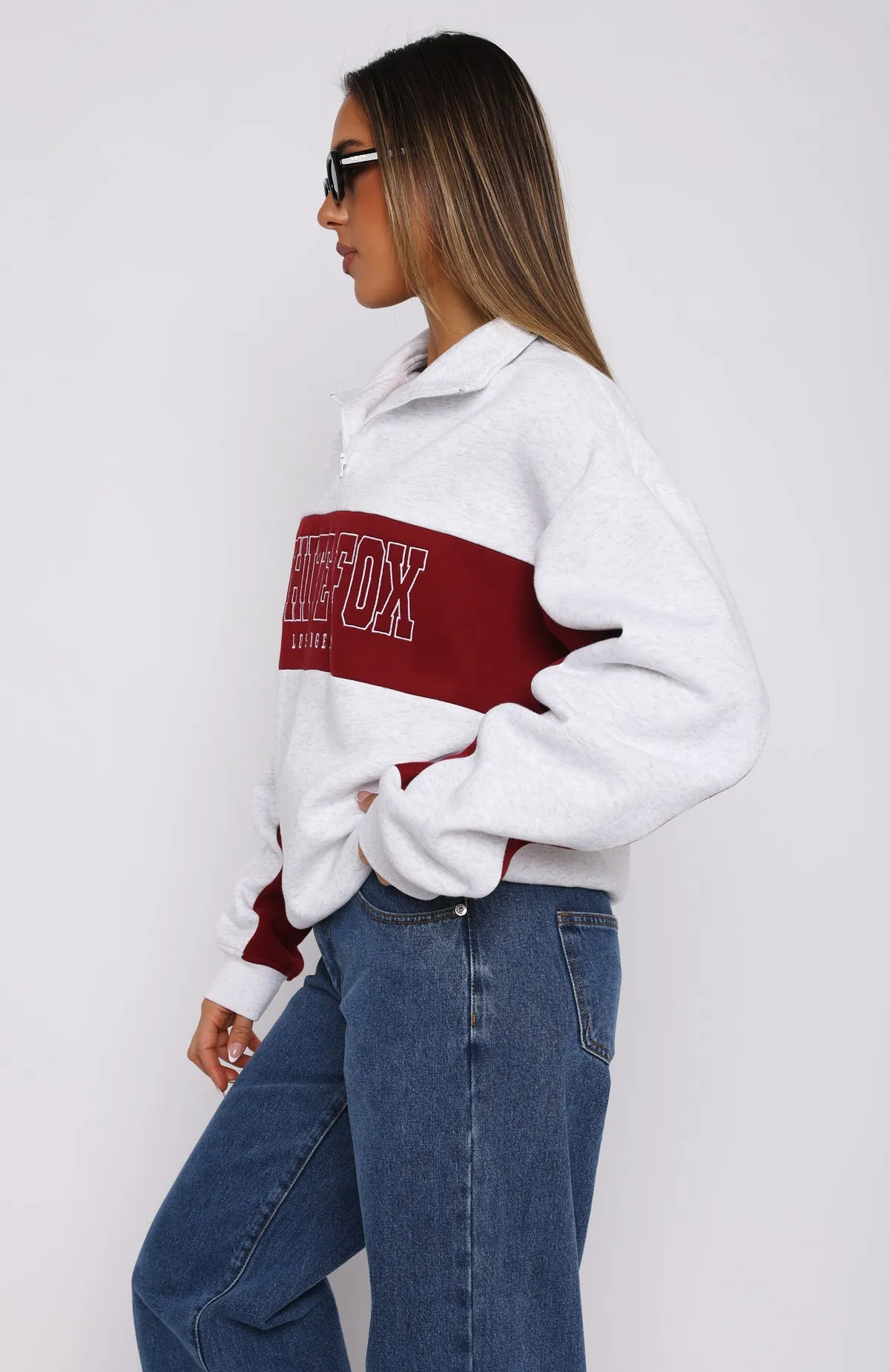 Jokes On You Zip Front Sweater Grey Marle sold by White Fox Boutique product image thumbnail 3