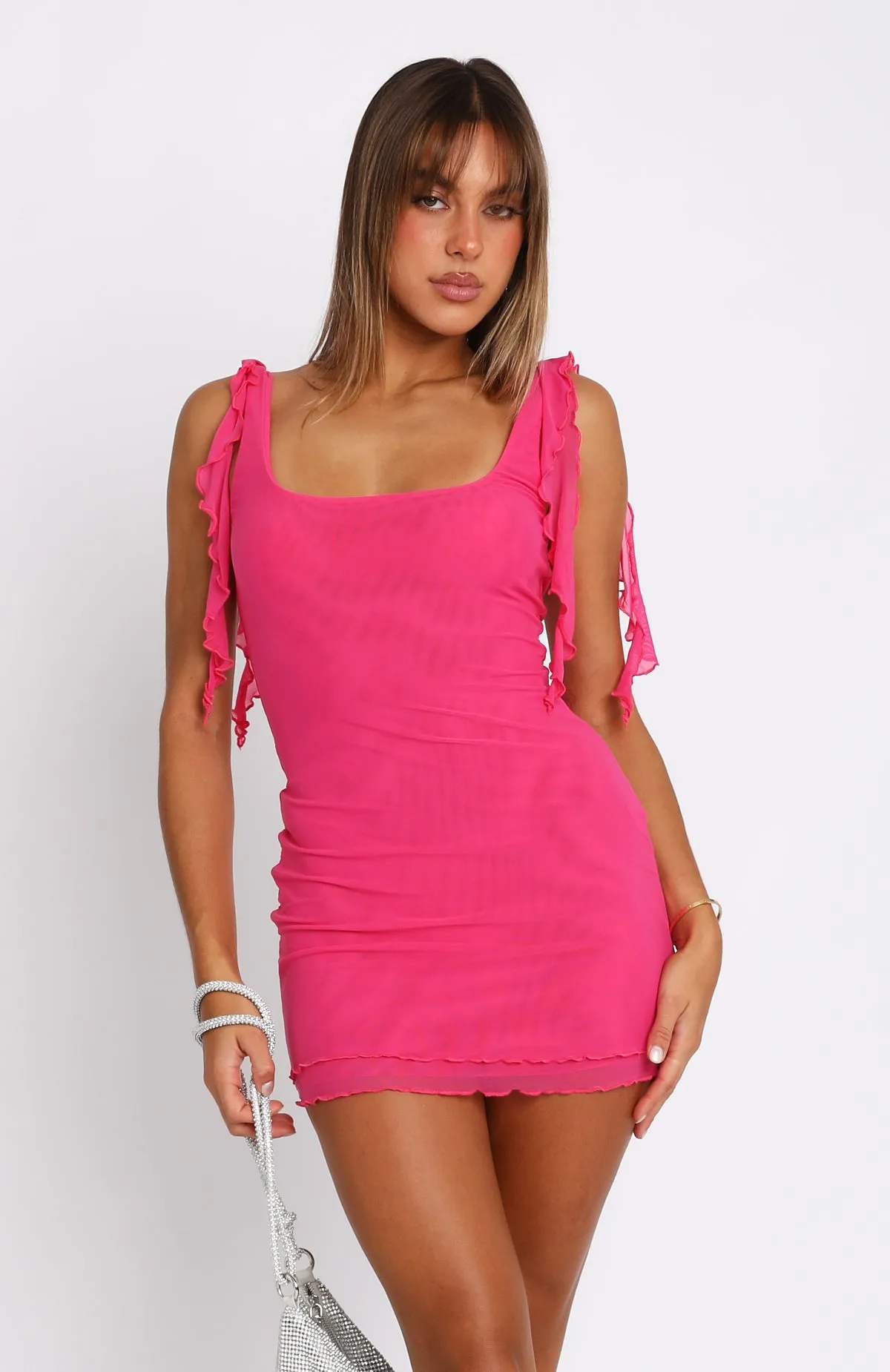Don't Tell Me Now Mini Dress Hot Pink sold by White Fox Boutique product image thumbnail 3