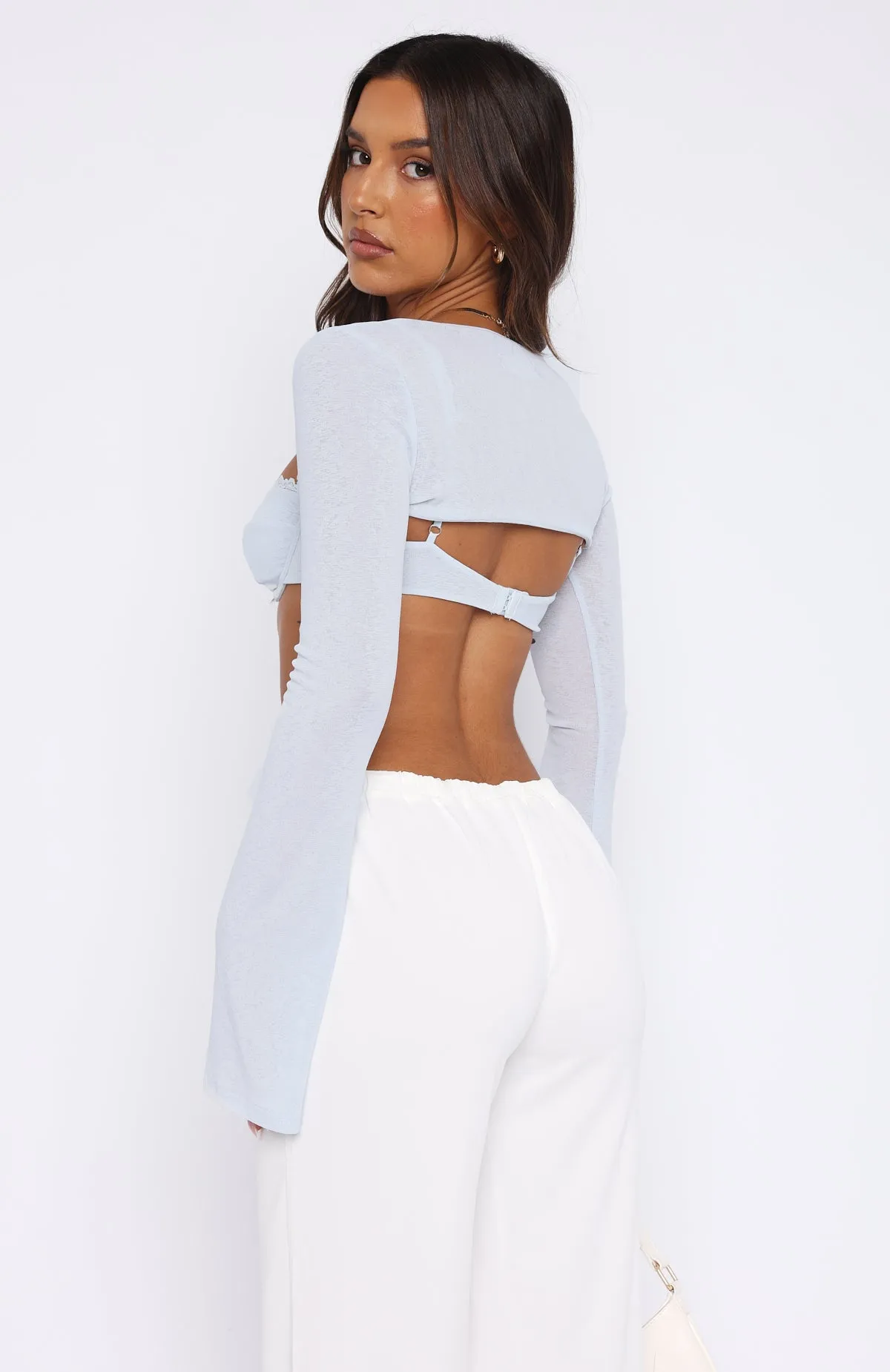 Amaze Me Long Sleeve Crop Light Blue sold by White Fox Boutique product image thumbnail 4